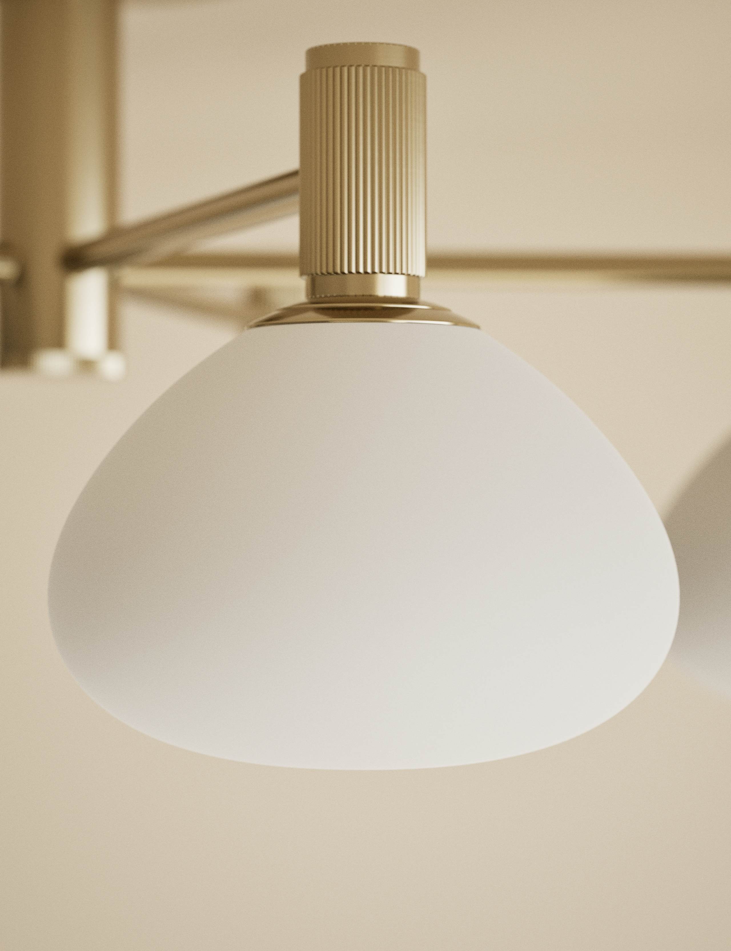 Metal and Glass 5 Light Flush Ceiling Light 3 of 5