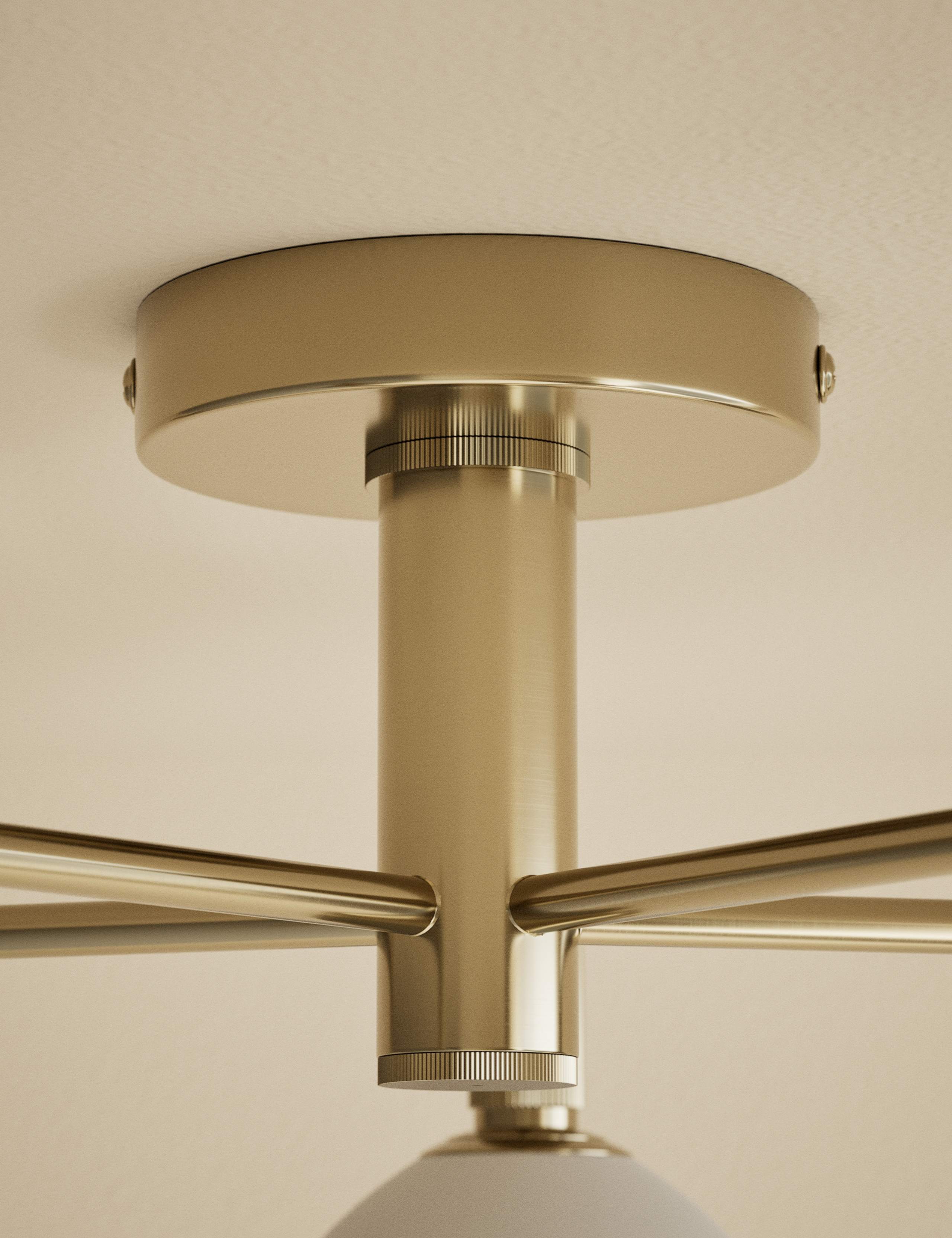 Metal and Glass 5 Light Flush Ceiling Light 4 of 5