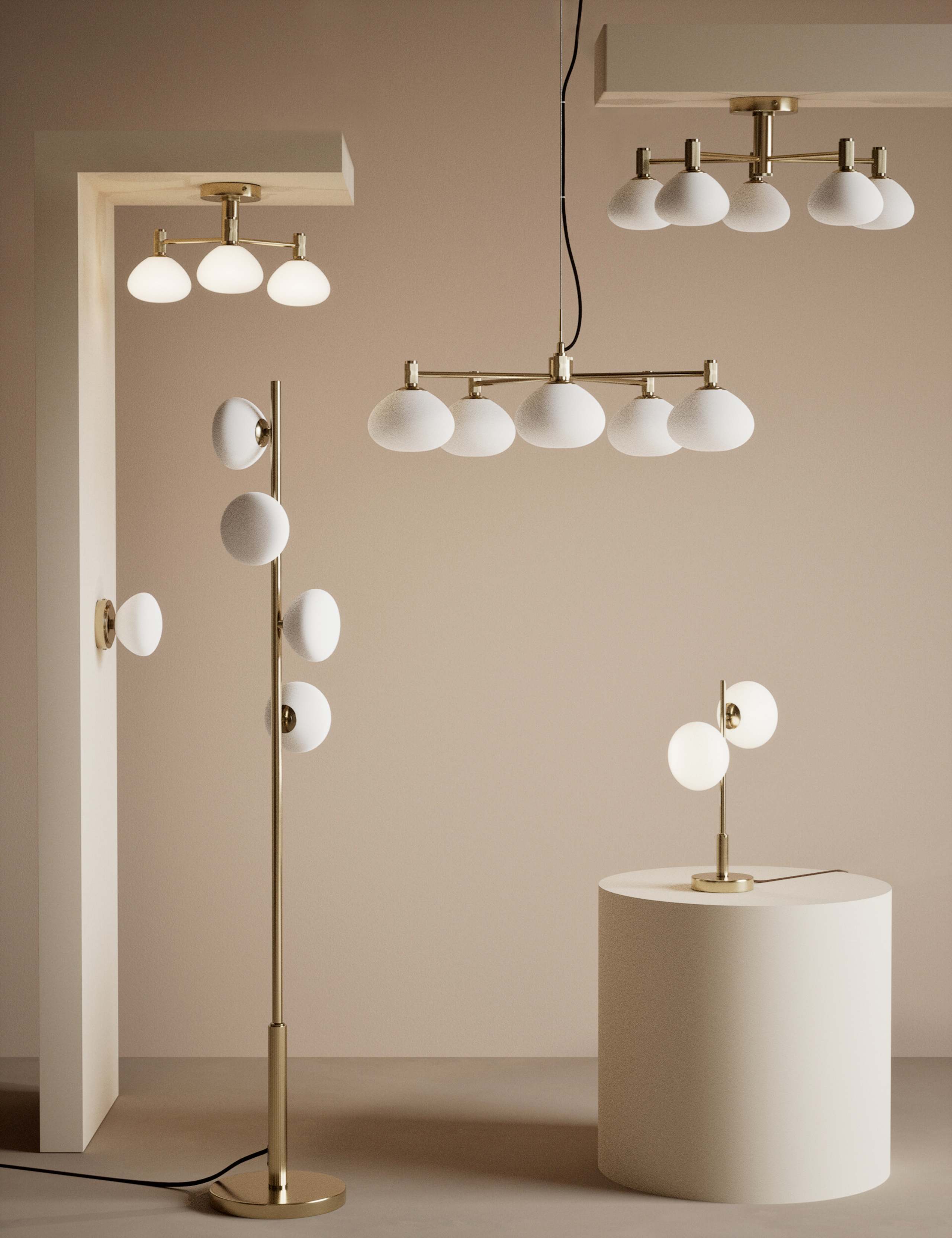 Metal and Glass 5 Light Flush Ceiling Light 5 of 5