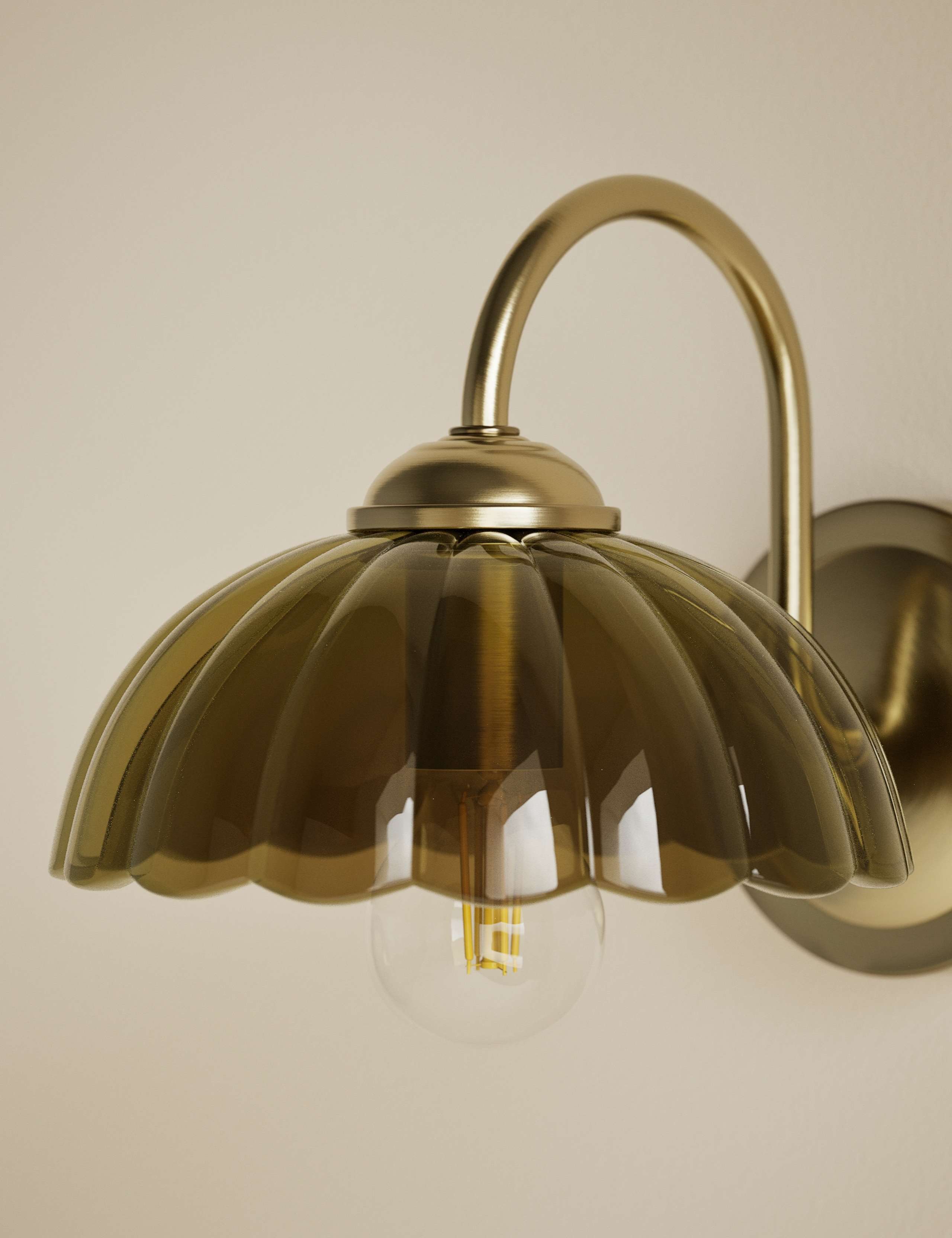 Scalloped Glass Shade Wall Light 3 of 7