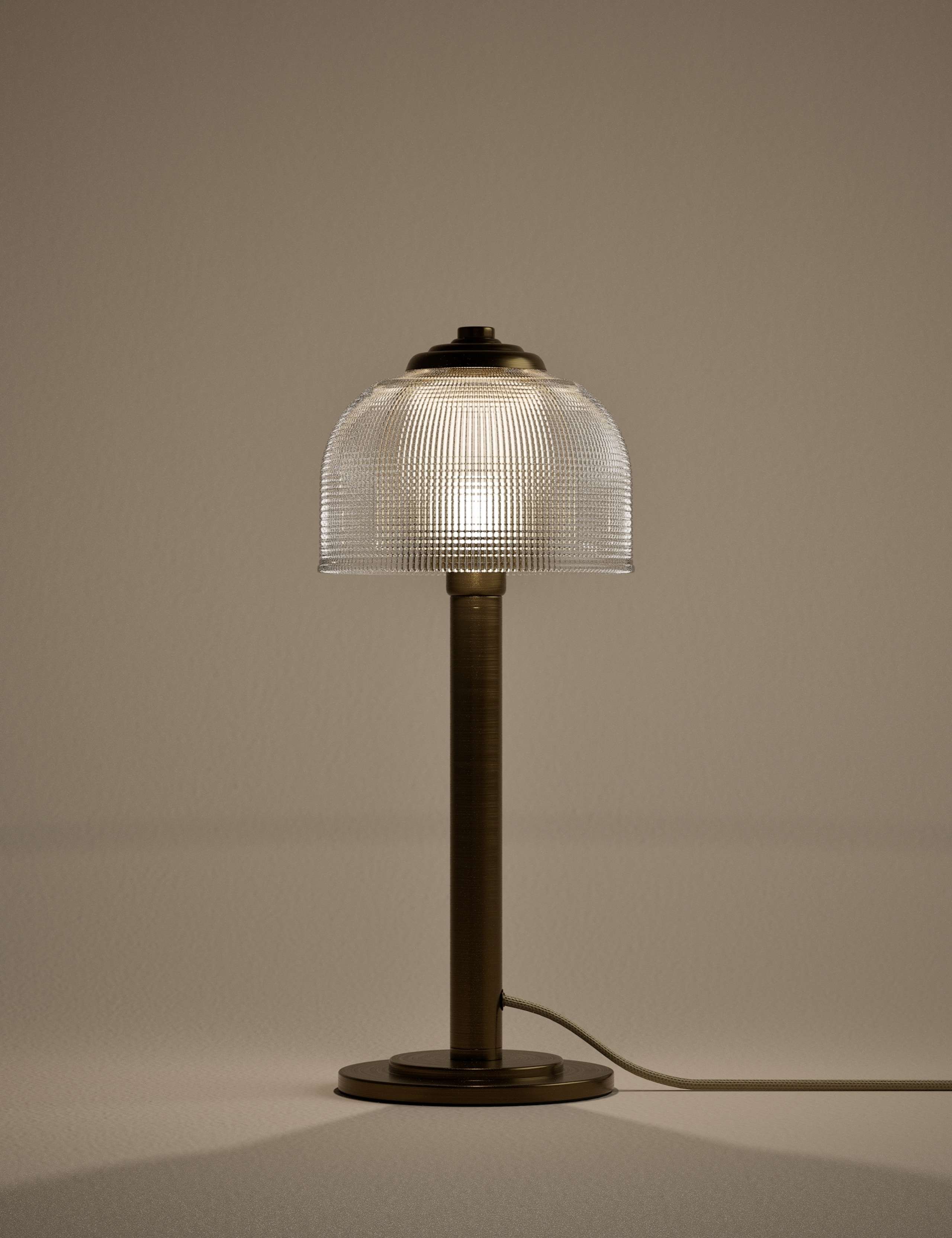 Reeded Glass Brass Stem Table Lamp 2 of 5