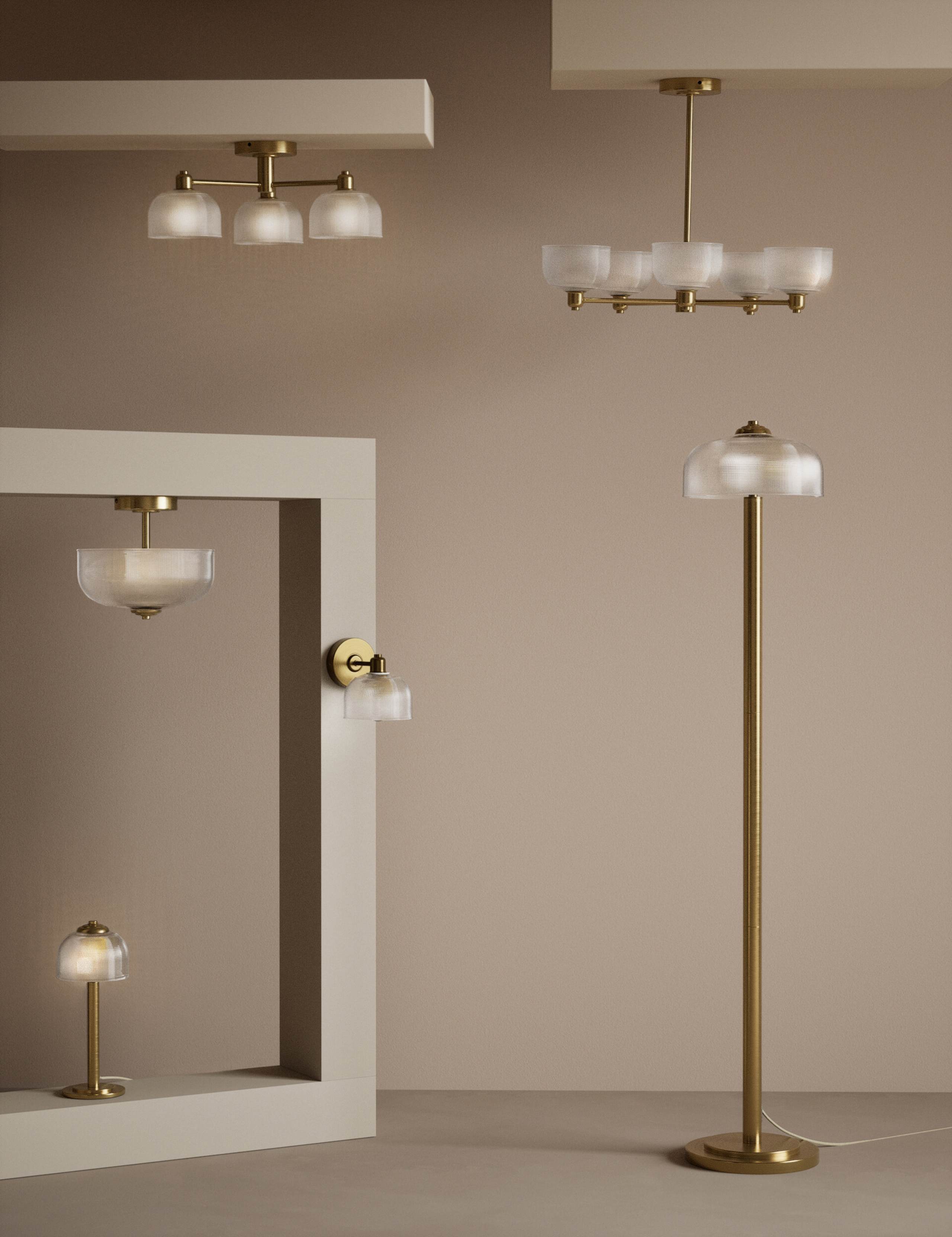 Reeded Glass Brass Stem Table Lamp 5 of 5
