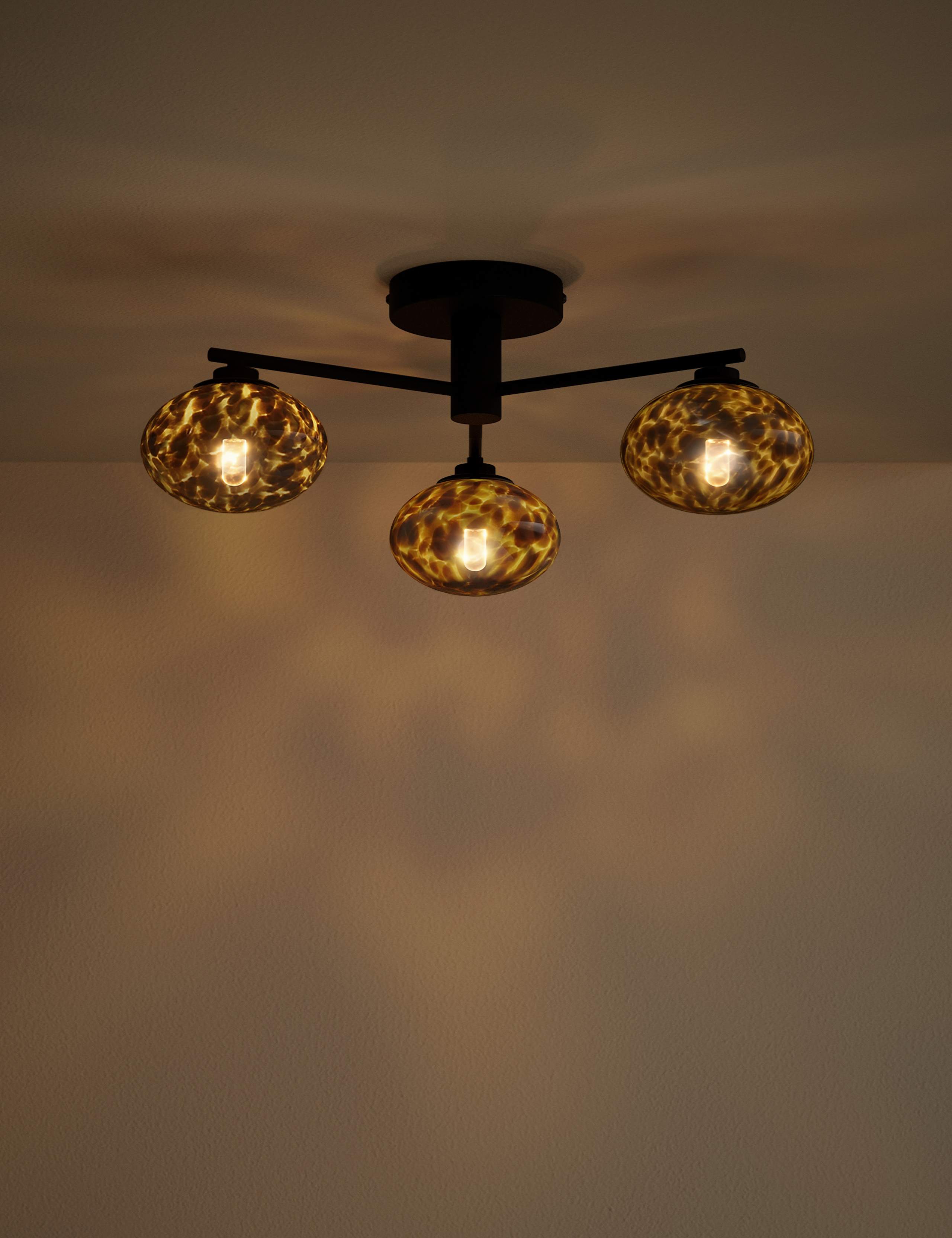 3 Light Tortoiseshell Flush Ceiling Light 2 of 4