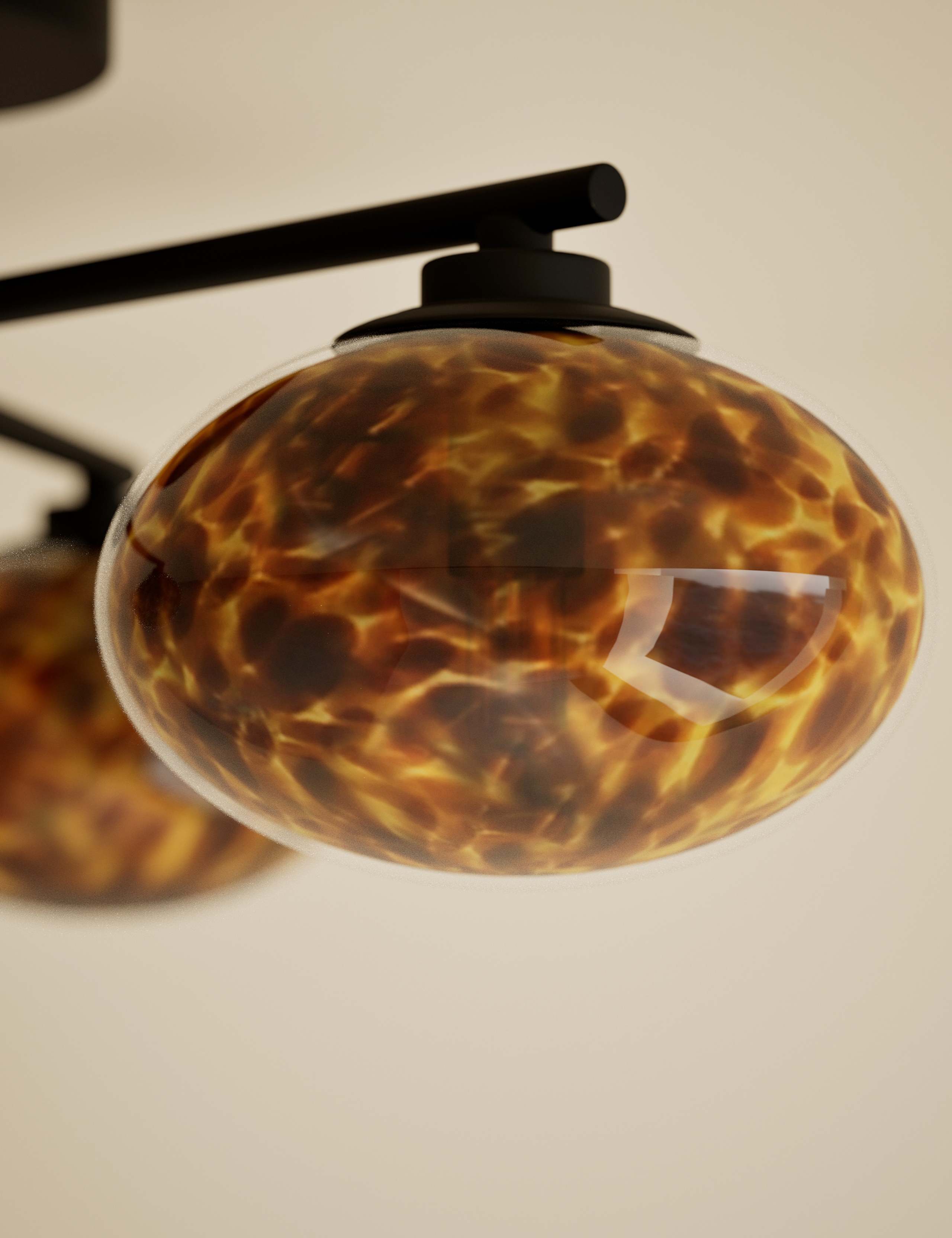 3 Light Tortoiseshell Flush Ceiling Light 3 of 4