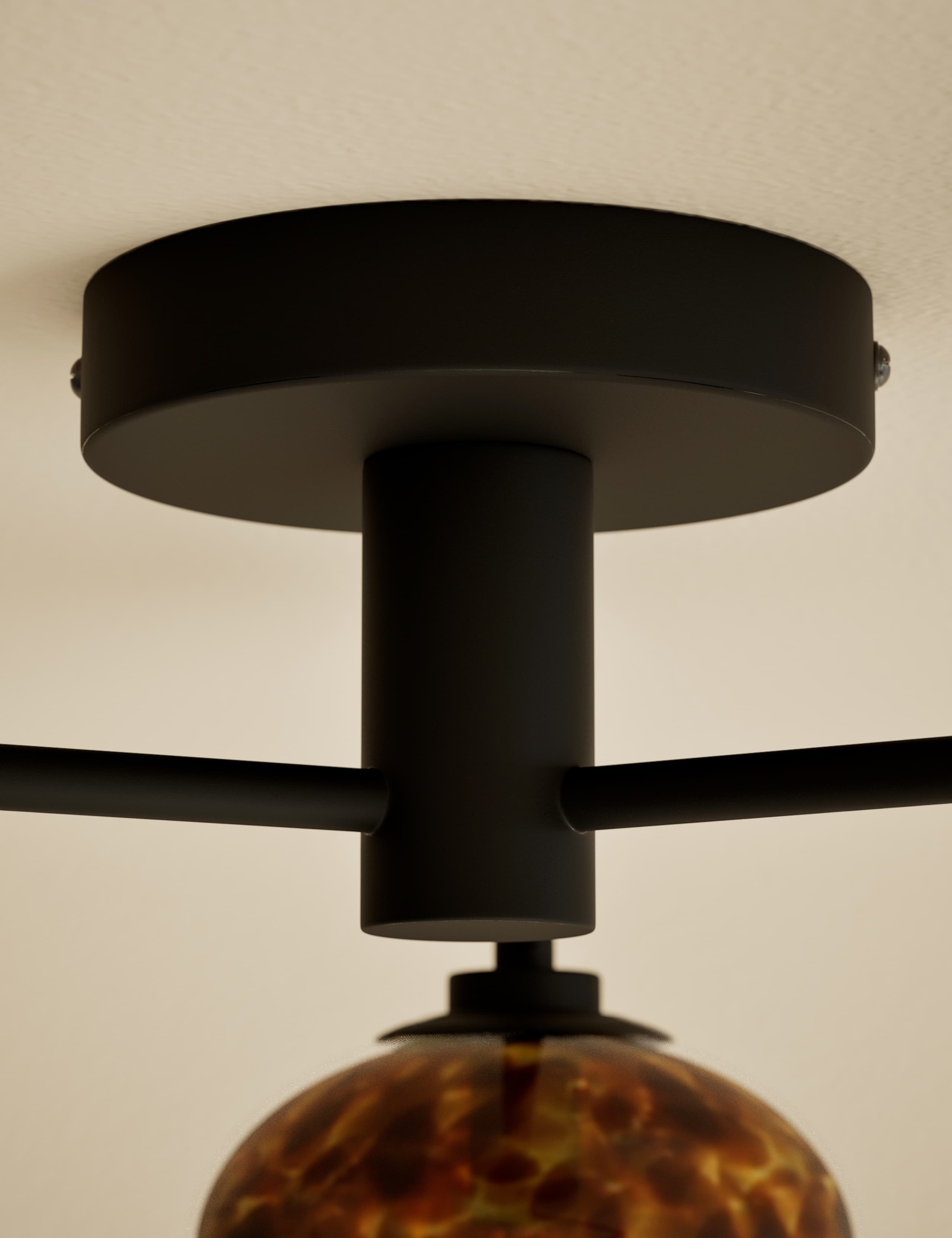 3 Light Tortoiseshell Flush Ceiling Light 4 of 4
