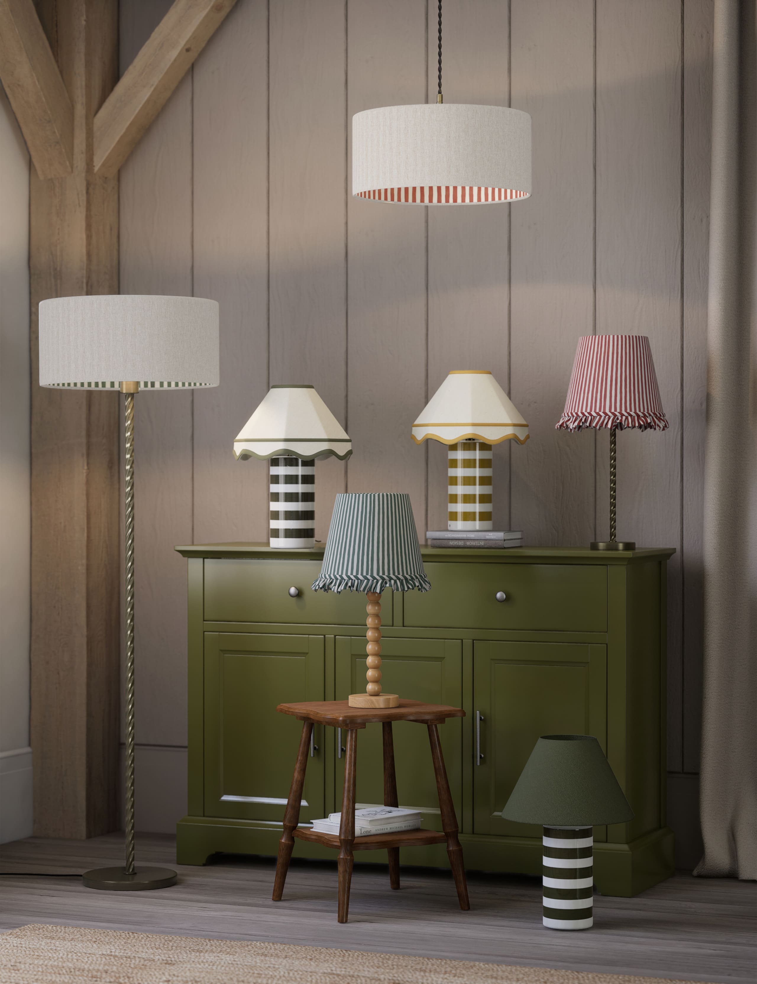 Watercolour Stripe Drum Lamp Shade 7 of 8