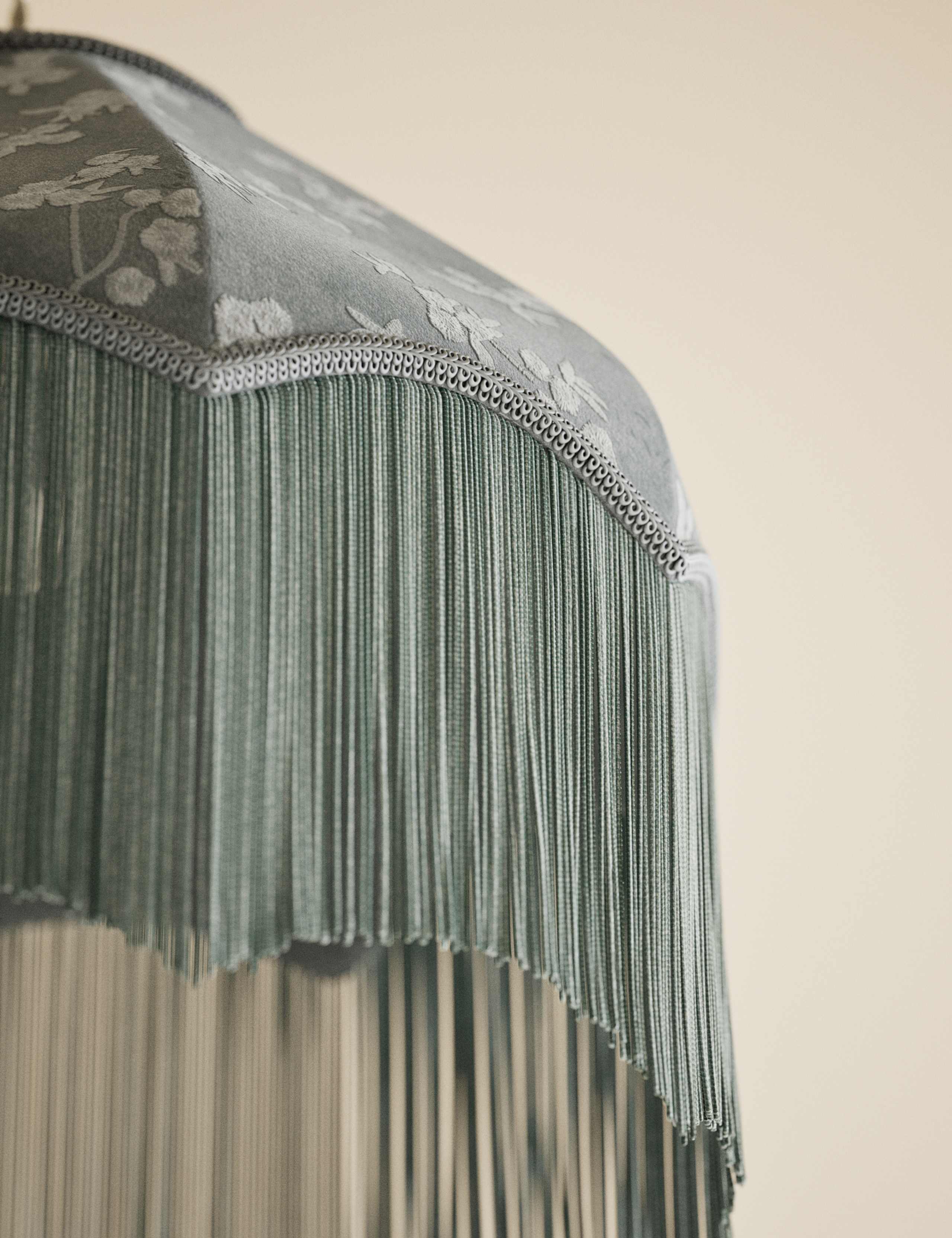 Velvet Cherry Blossom Fringed Lamp Shade 4 of 5