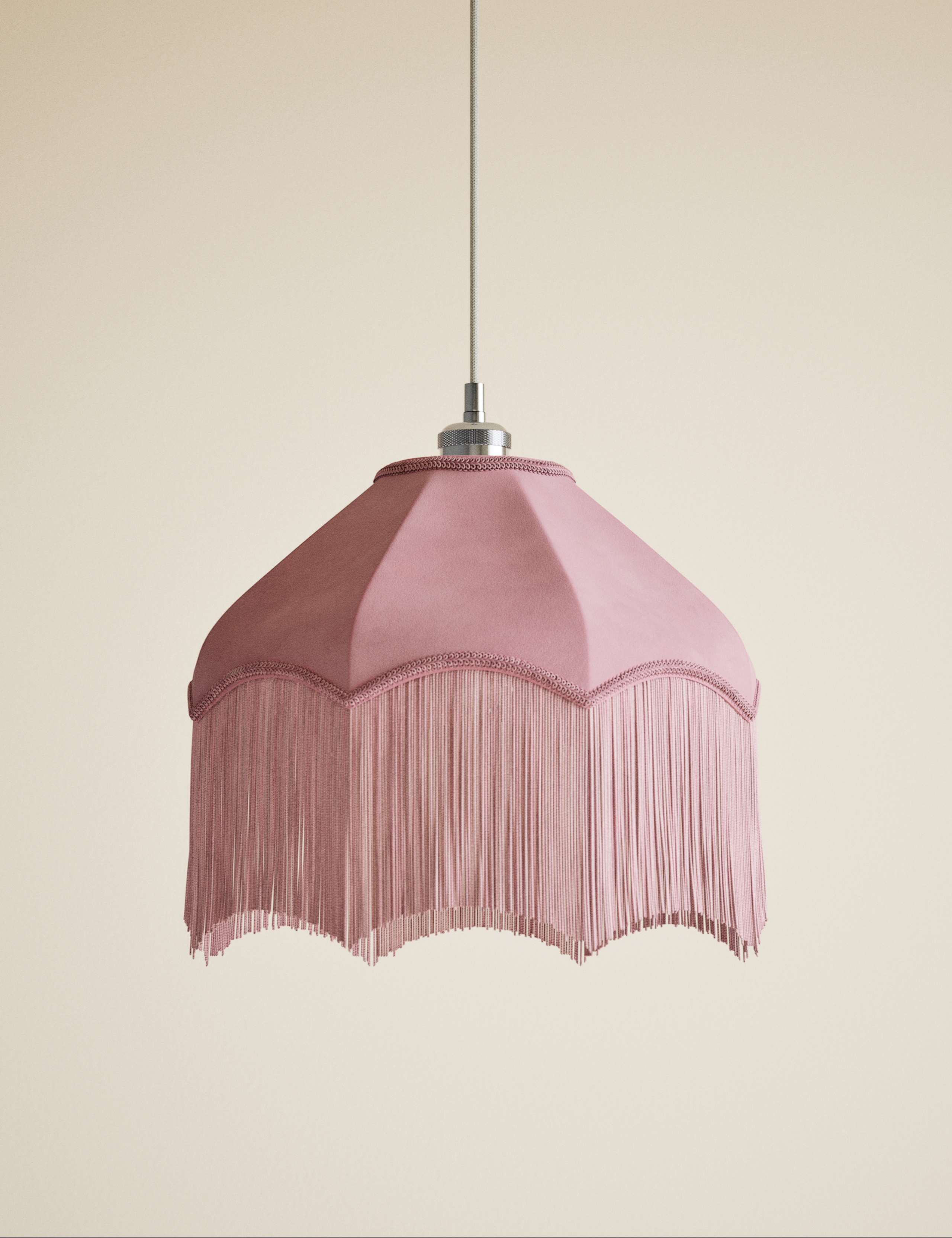 Fringed Velvet Lamp Shade 1 of 5