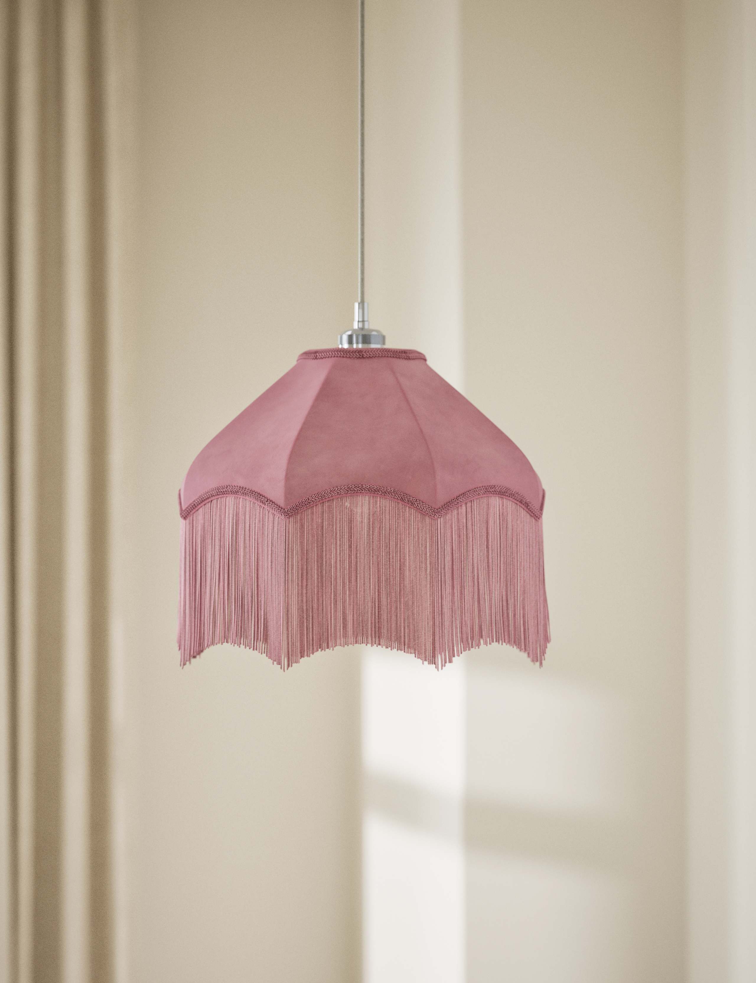Fringed Velvet Lamp Shade 3 of 5