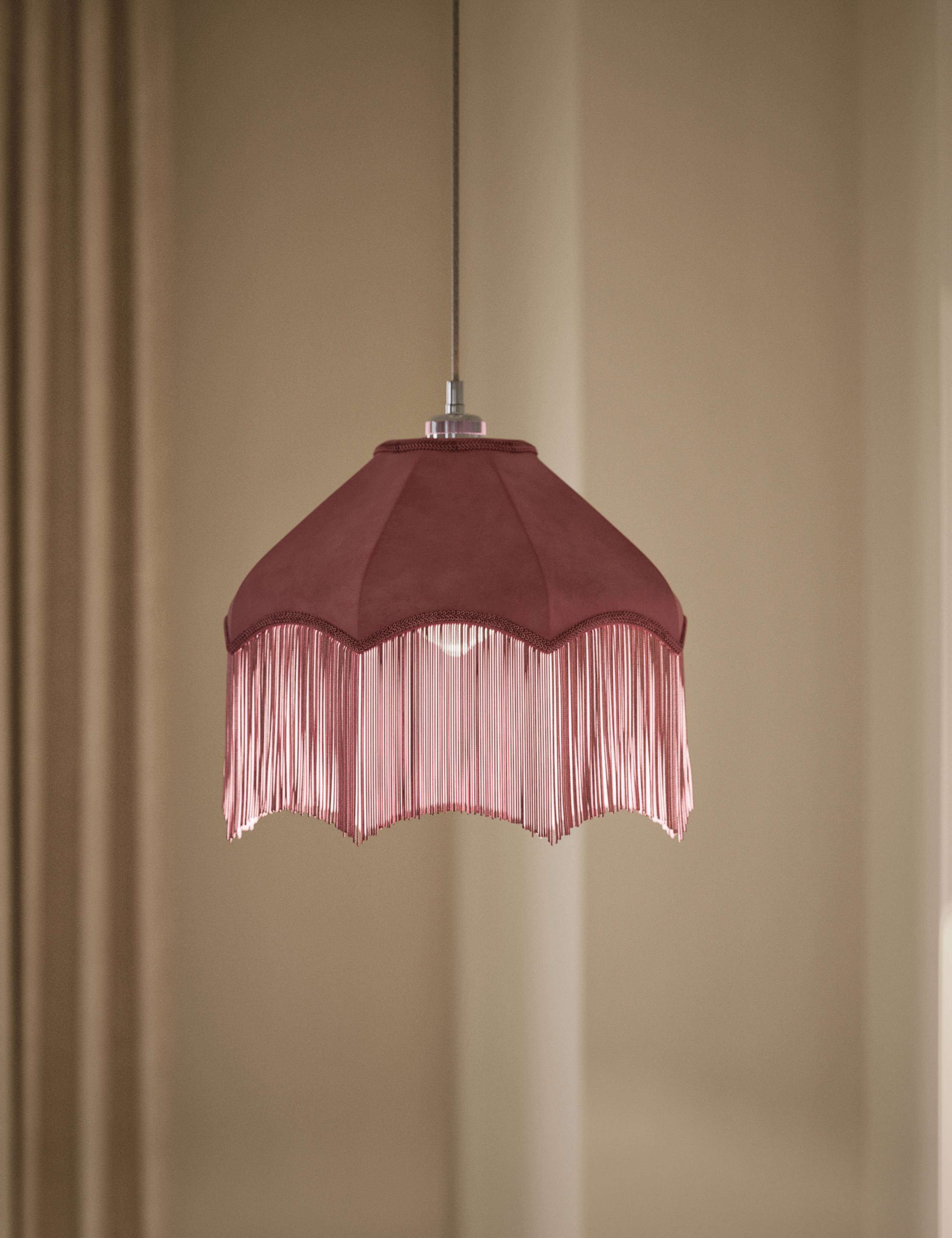 Fringed Velvet Lamp Shade 2 of 5