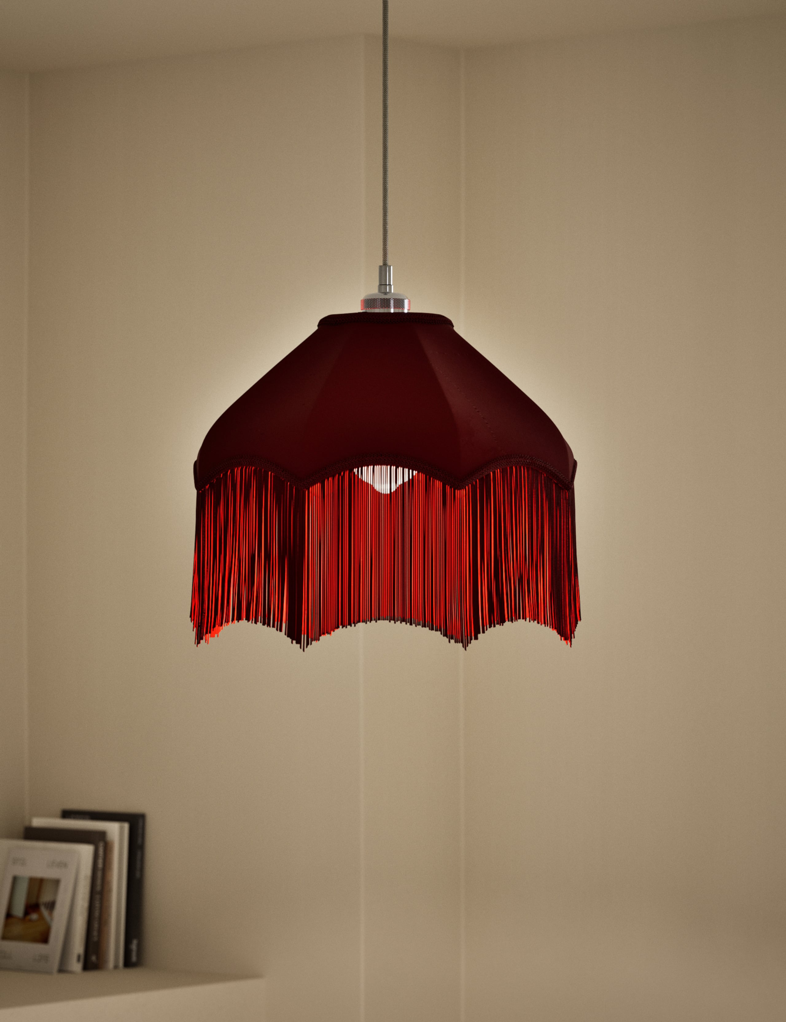 Fringed Velvet Lamp Shade 2 of 5