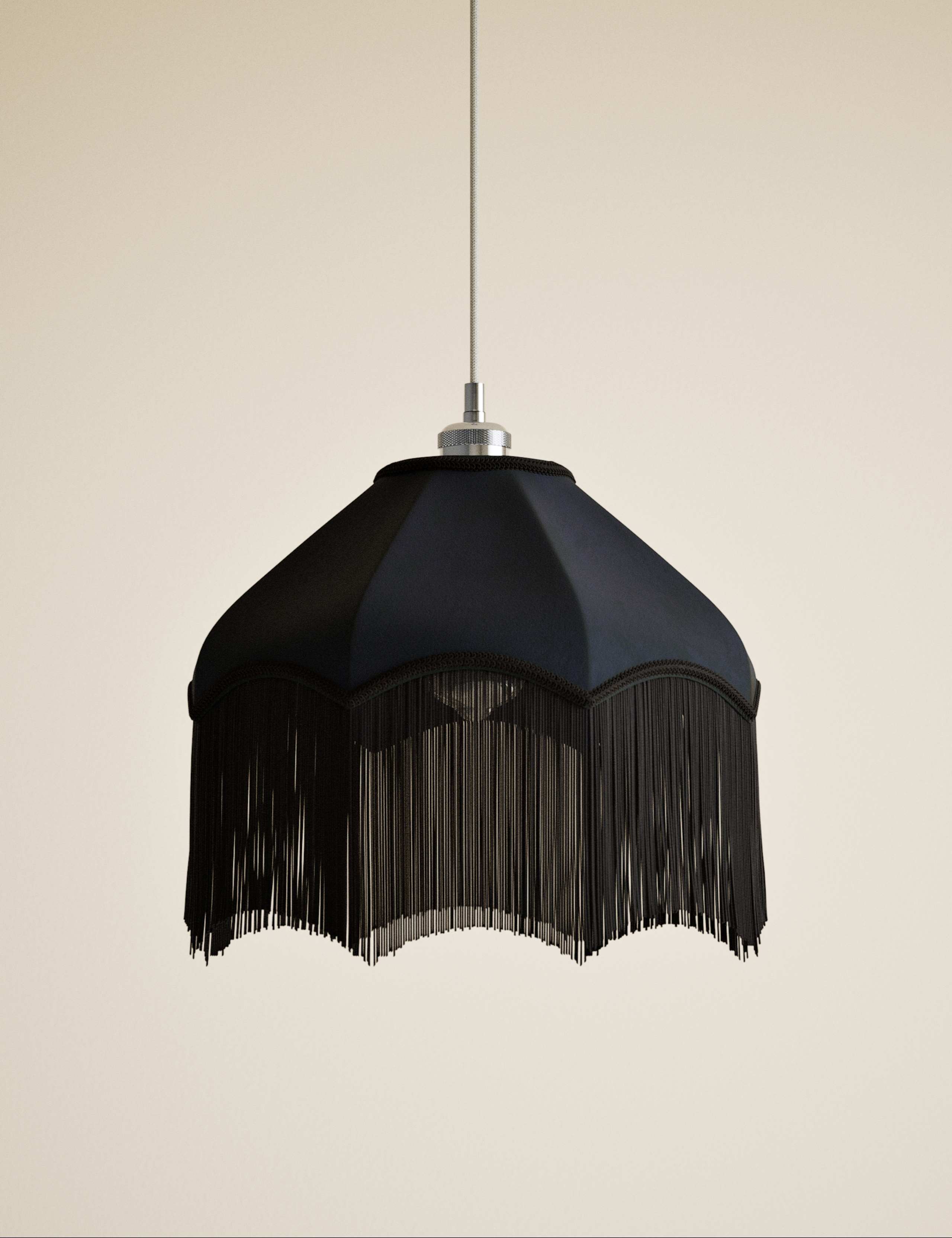 Fringed Velvet Lamp Shade 4 of 6