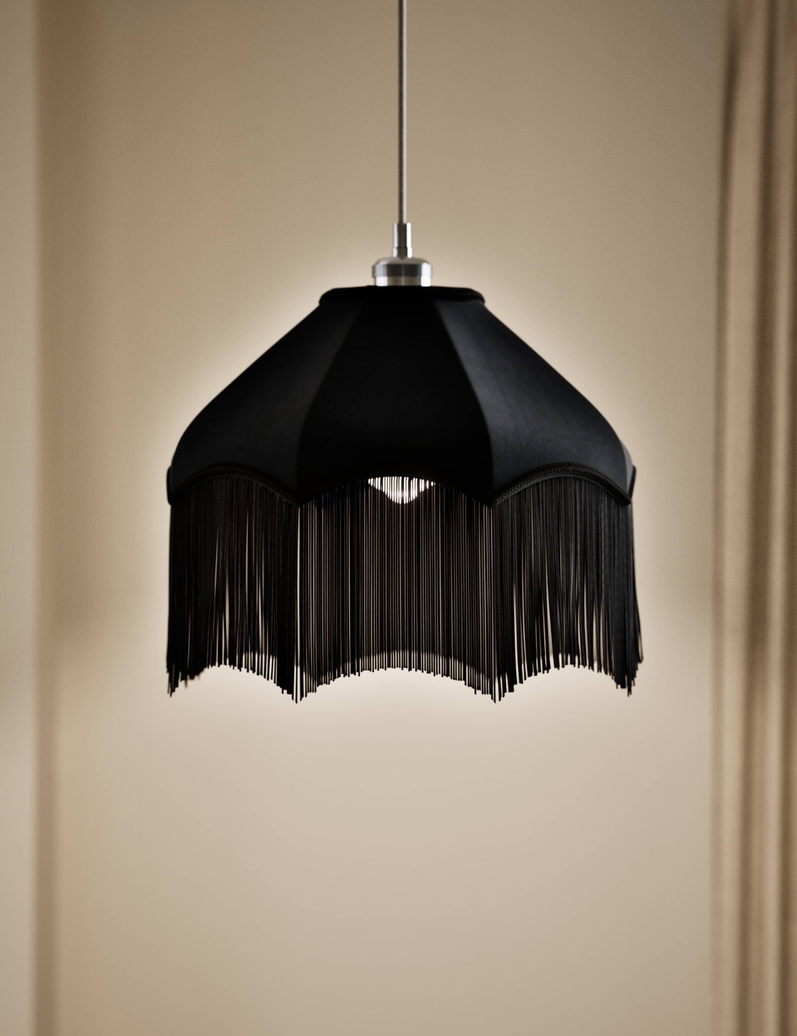 Fringed Velvet Lamp Shade 2 of 6