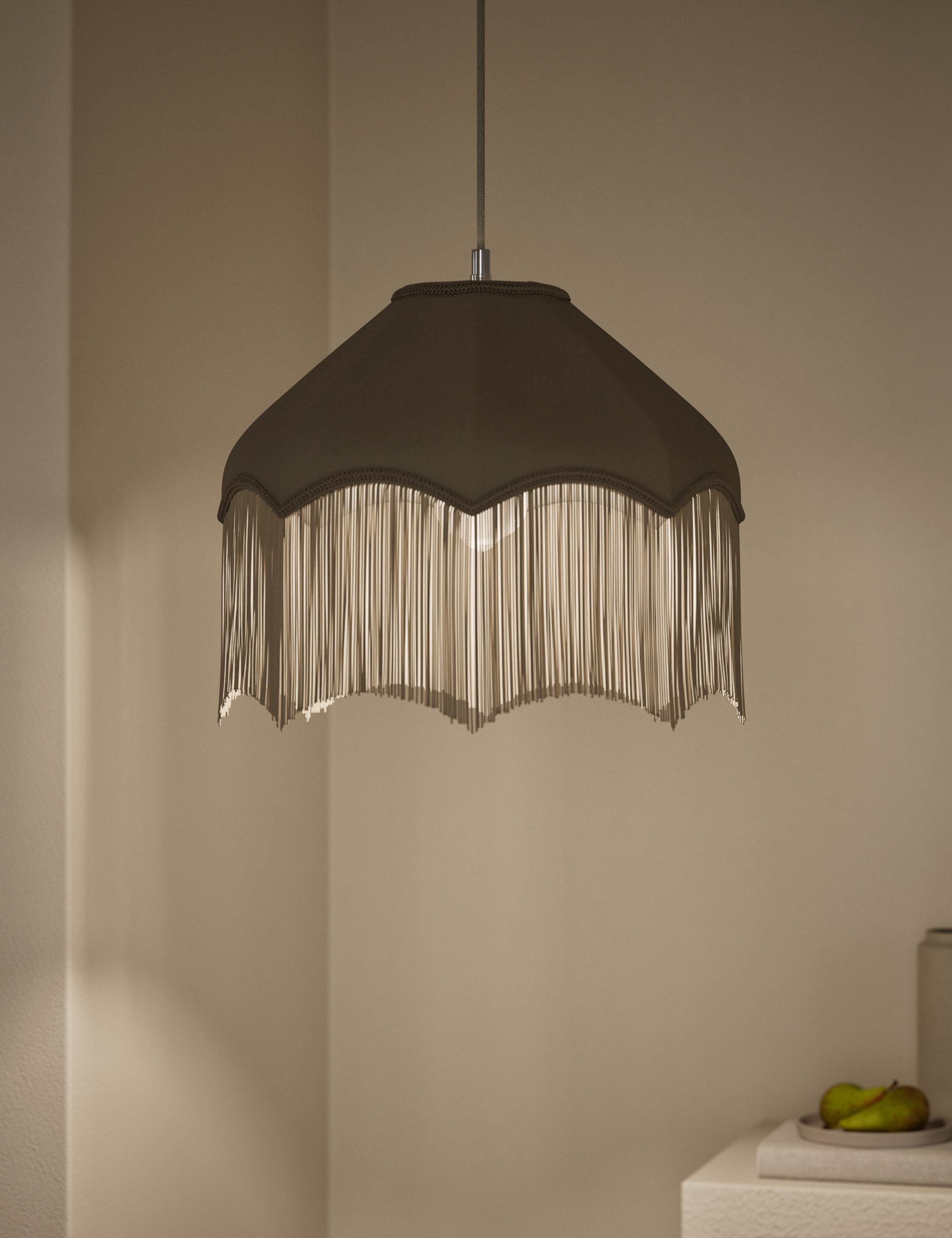 Fringed Velvet Lamp Shade 2 of 5
