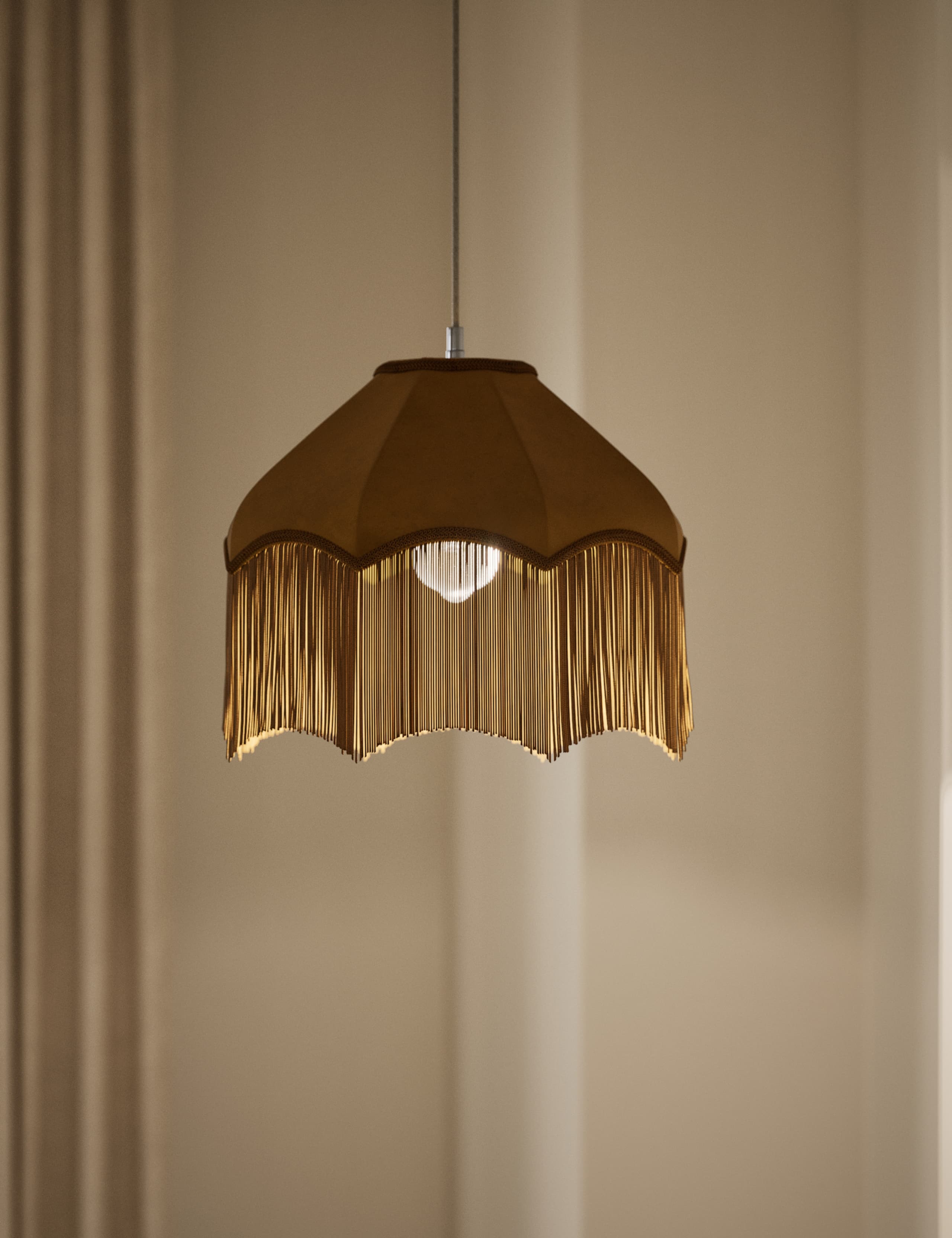 Fringed Velvet Lamp Shade 2 of 5