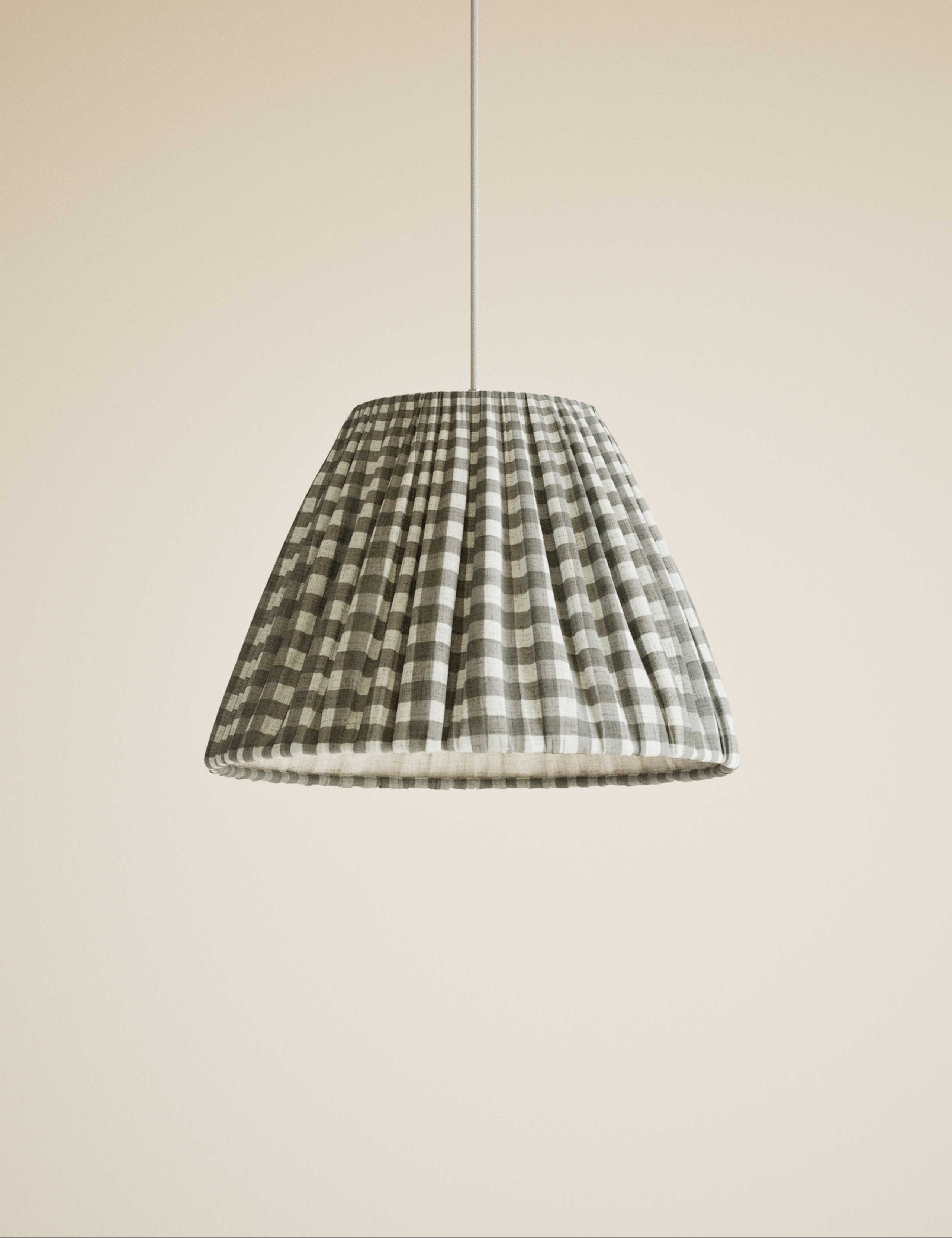 Pleated Gingham Ceiling Lamp Shade 1 of 5