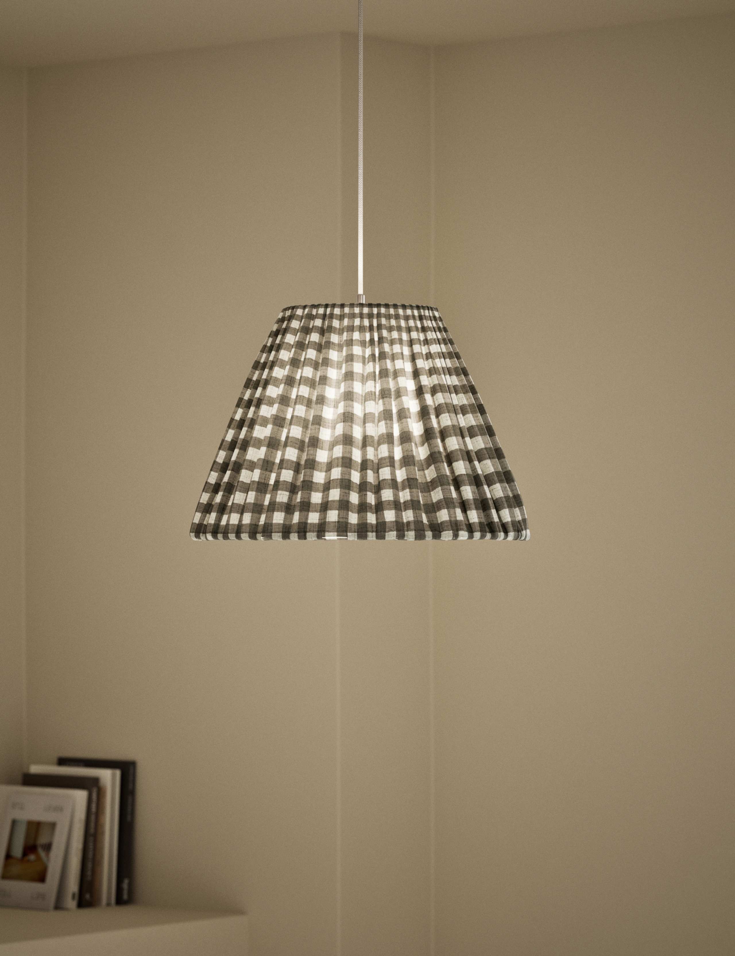 Pleated Gingham Ceiling Lamp Shade 2 of 5