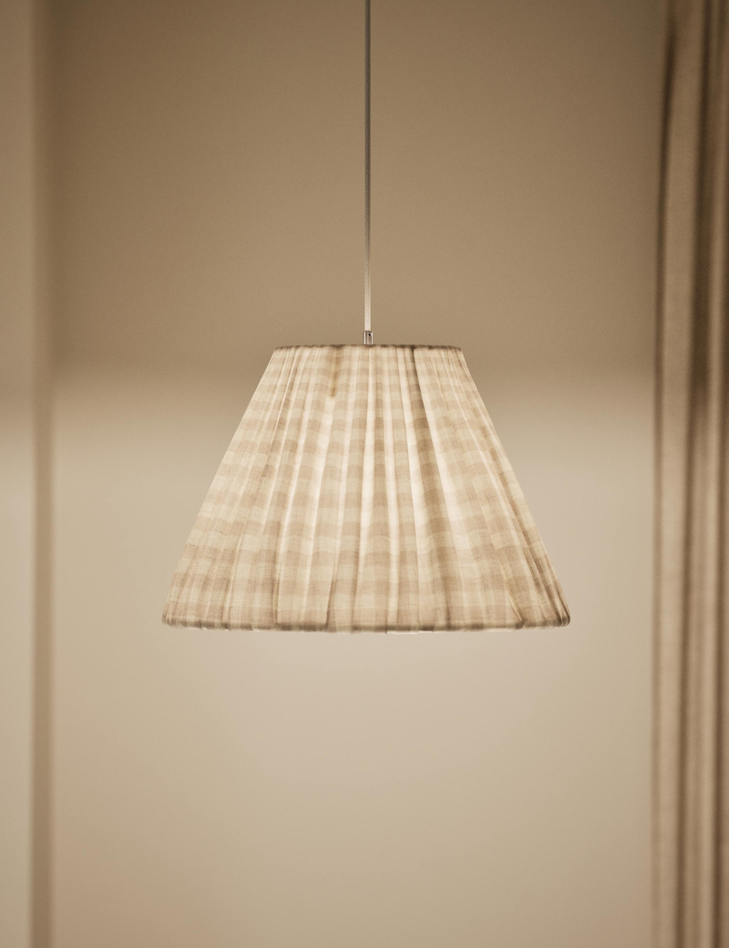 Pleated Gingham Ceiling Lamp Shade 2 of 5