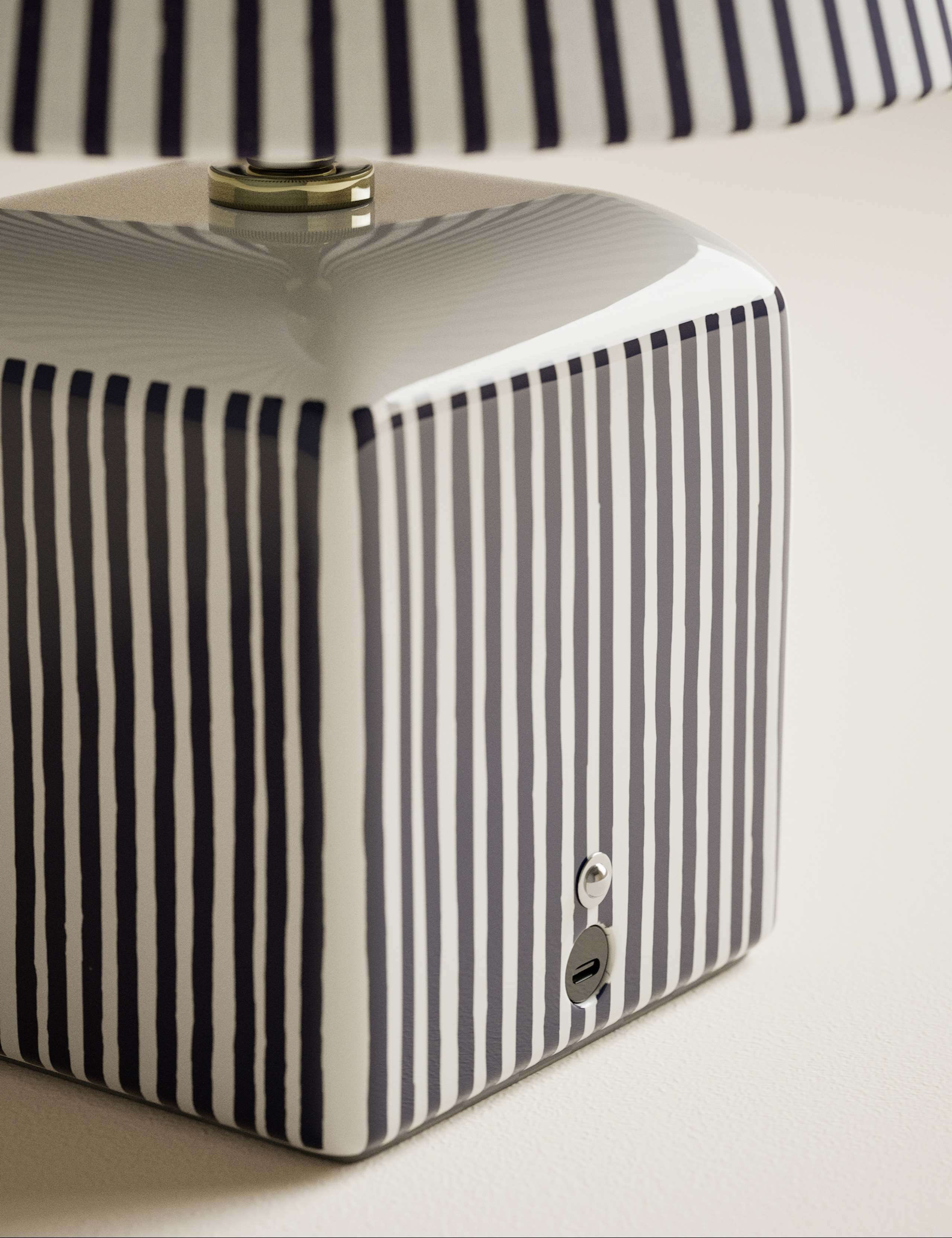 Joshua Ceramic Striped Rechargeable Table Lamp 4 of 5