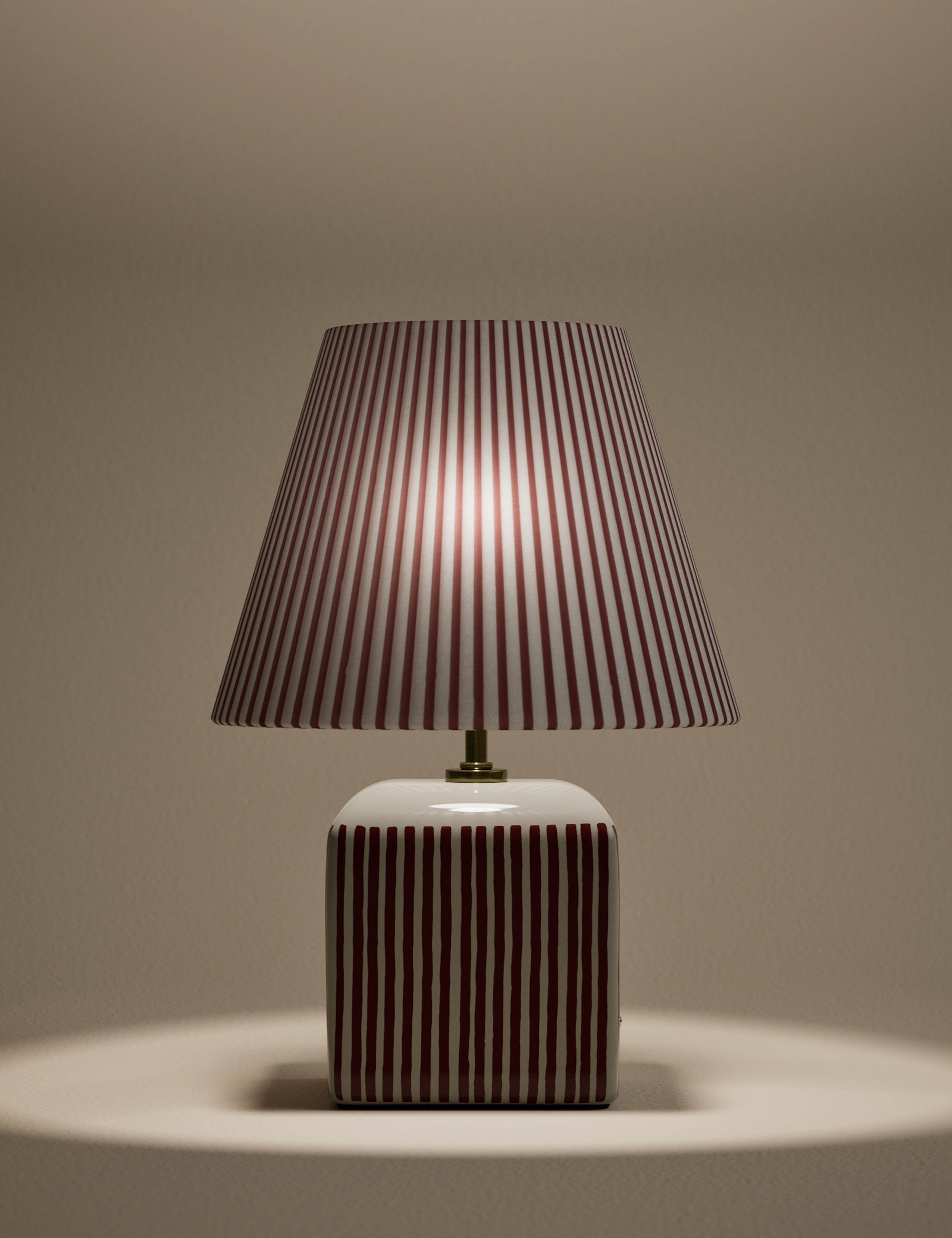 Joshua Ceramic Striped Rechargeable Table Lamp 2 of 4