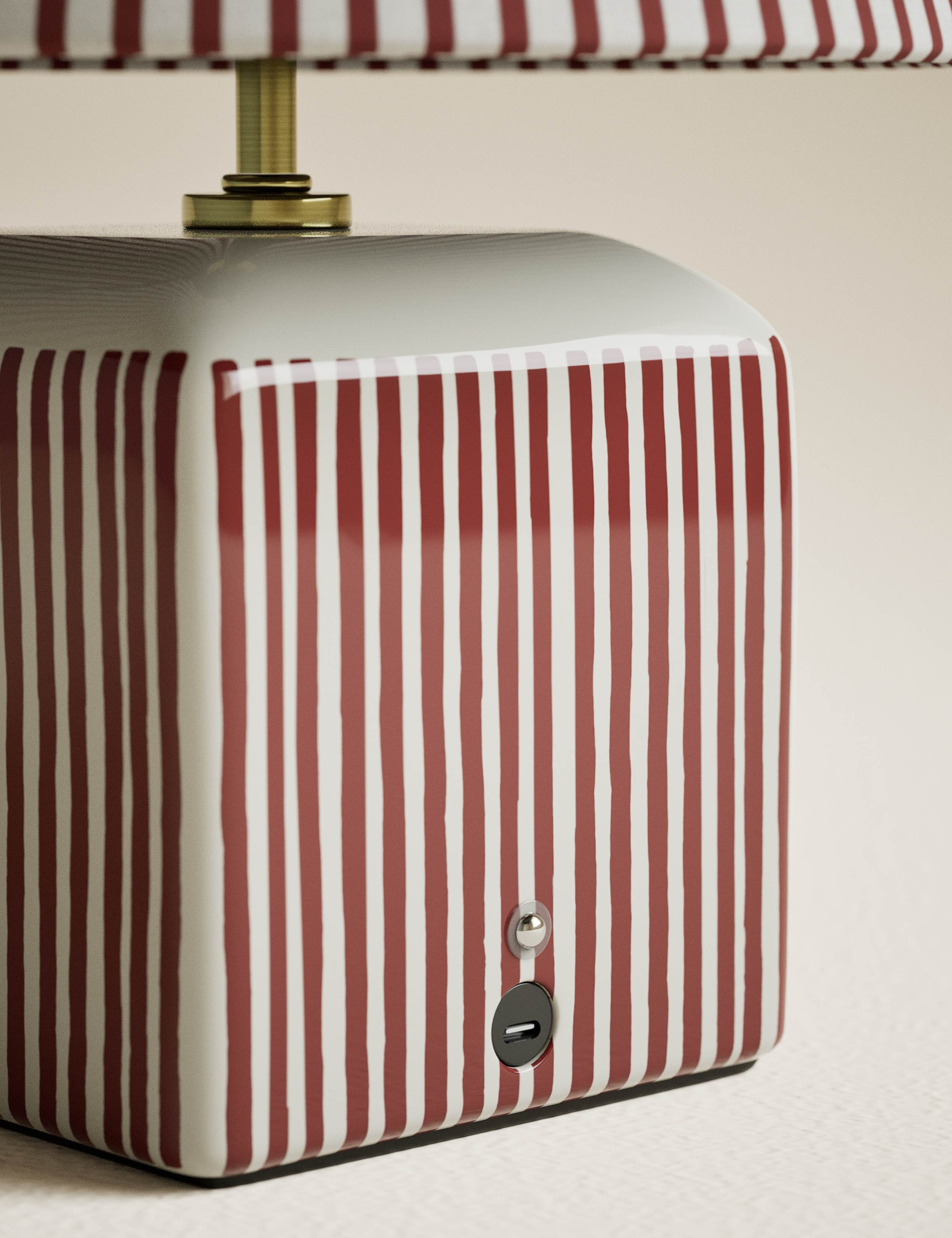 Joshua Ceramic Striped Rechargeable Table Lamp 4 of 4
