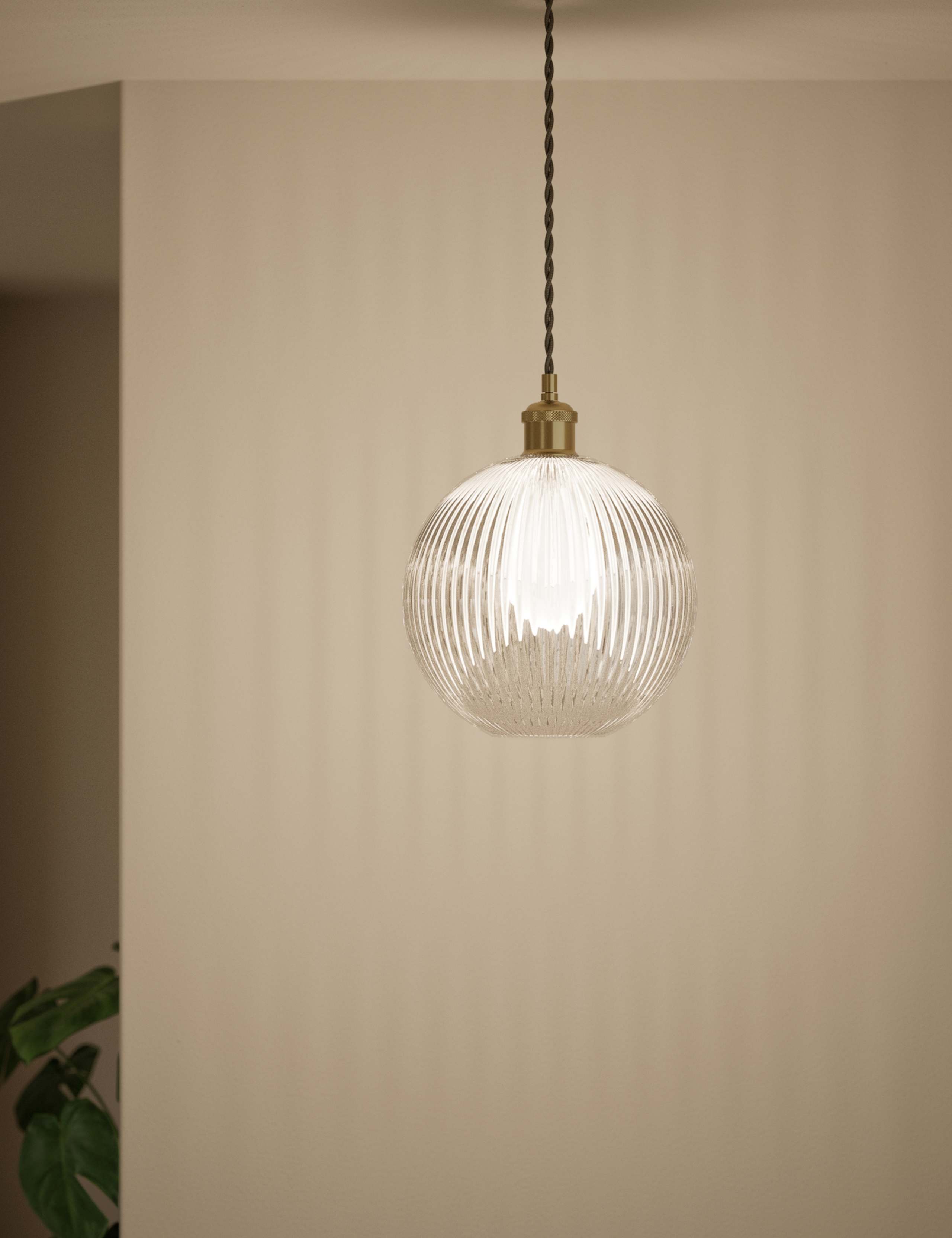 Ridged Glass Ceiling Lamp Shade 2 of 5