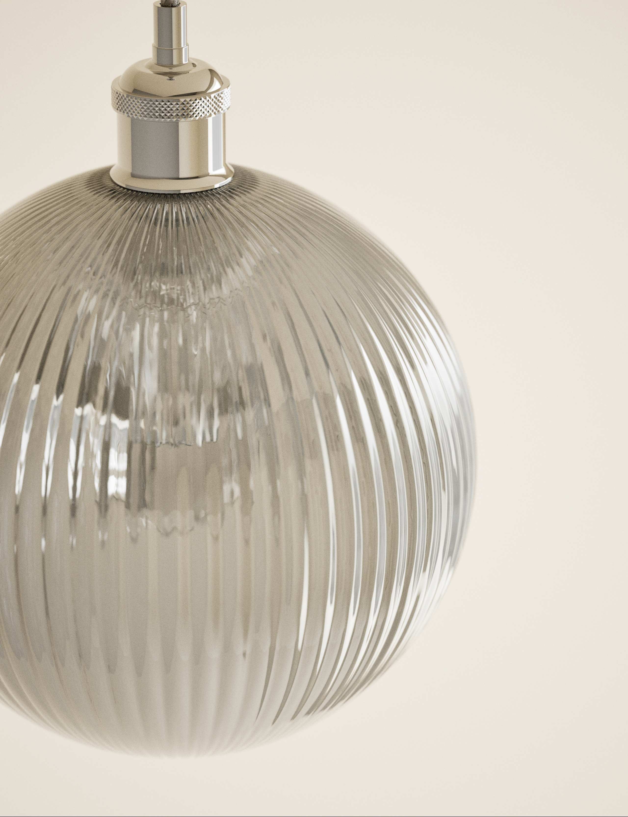 Ridged Glass Ceiling Lamp Shade 4 of 5
