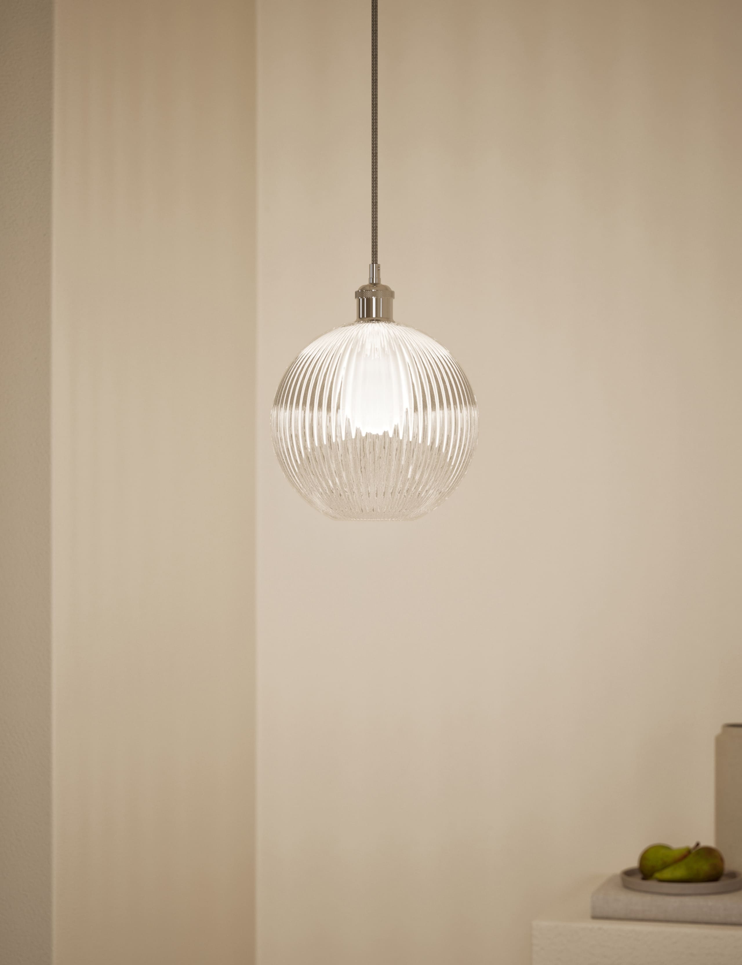 Ridged Glass Ceiling Lamp Shade 2 of 5