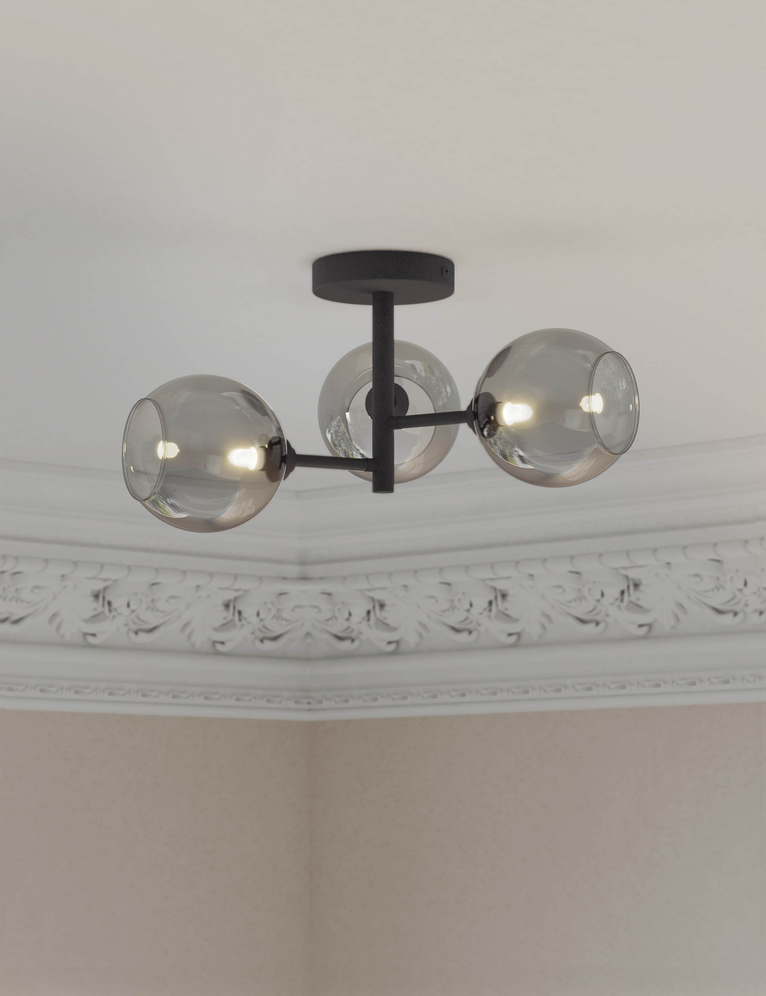 3 Light Globe Flush Ceiling Light 2 of 6