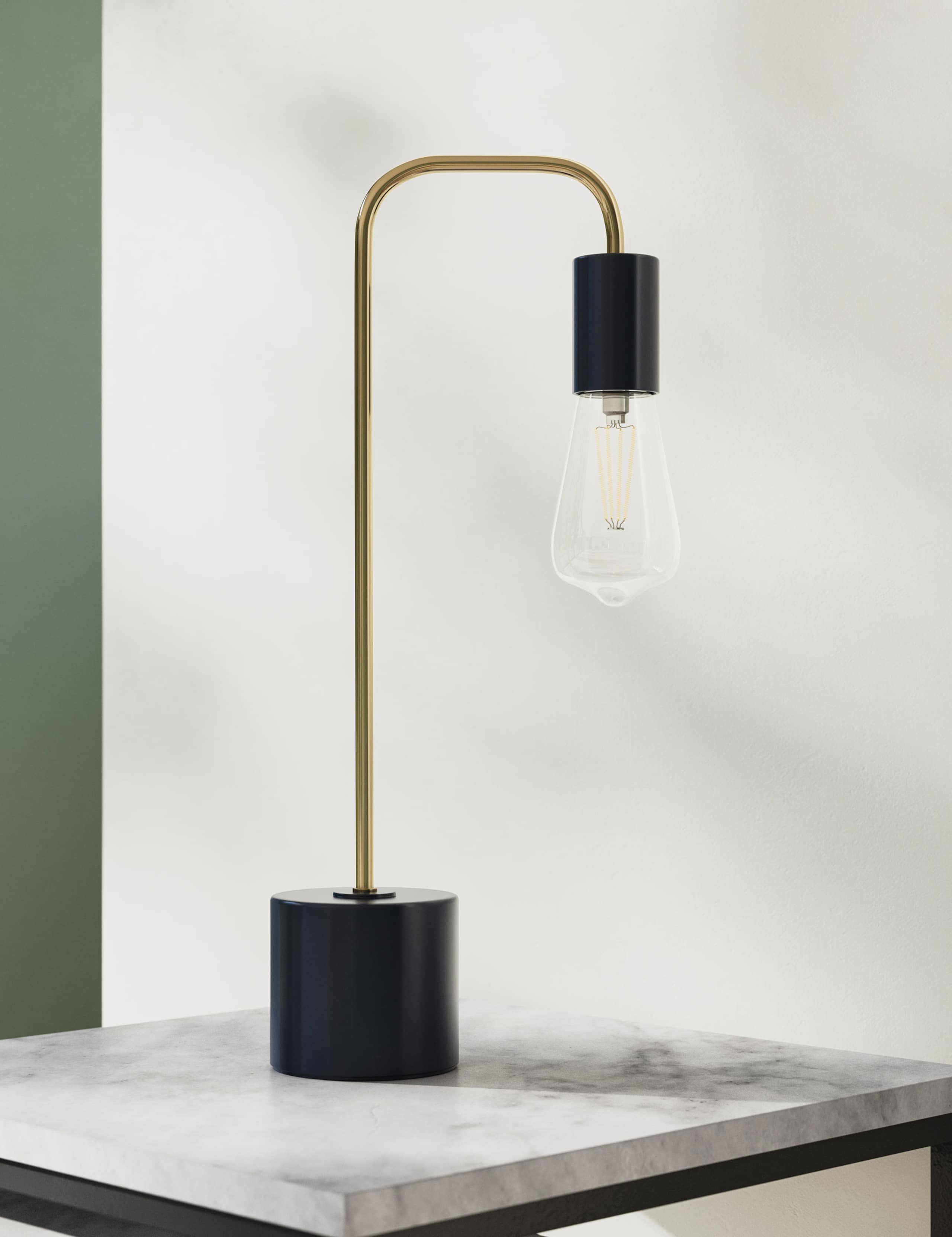 Exposed Bulb Curved Table Lamp 4 of 6