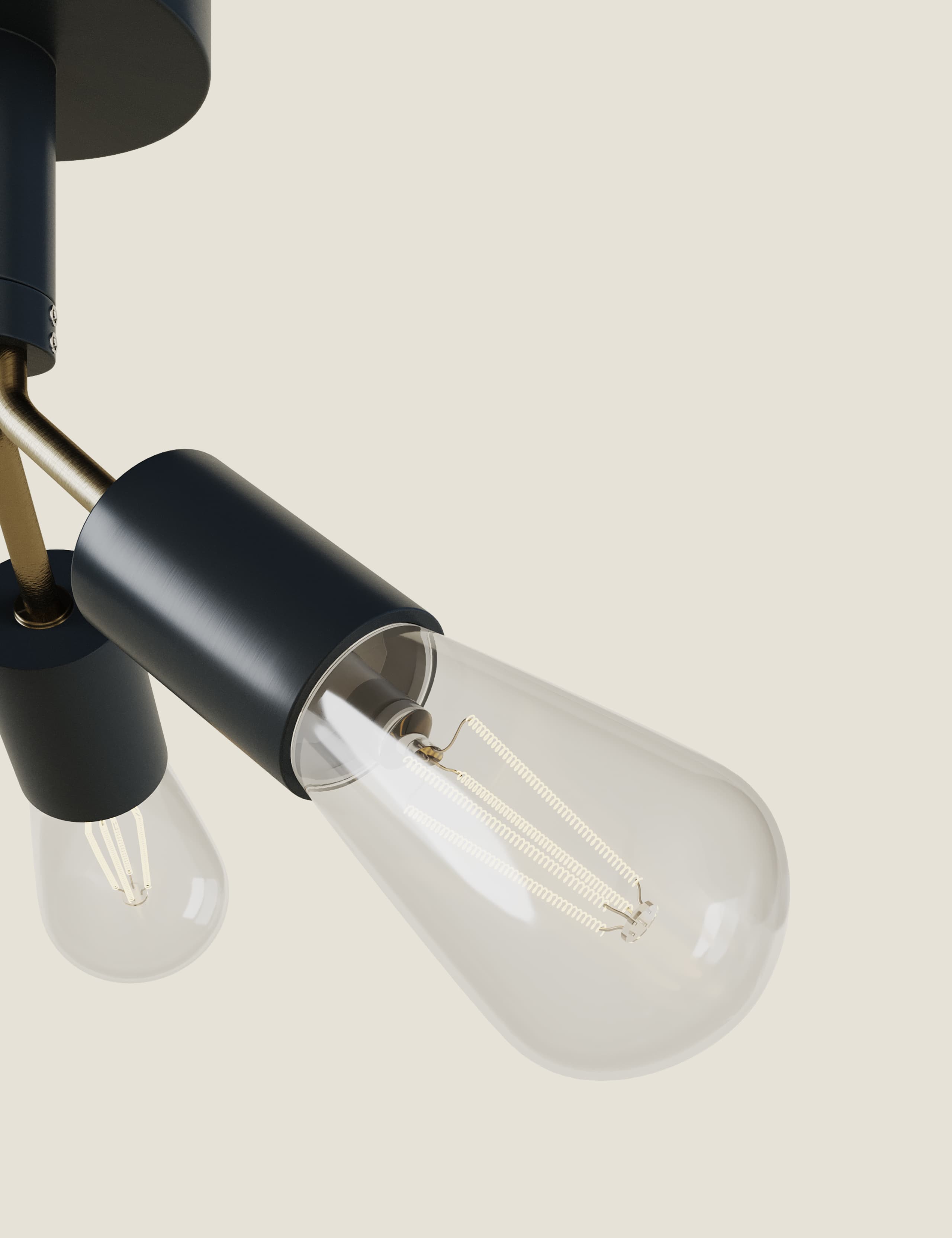 Exposed Bulb 3 Light Flush Ceiling Light 6 of 8