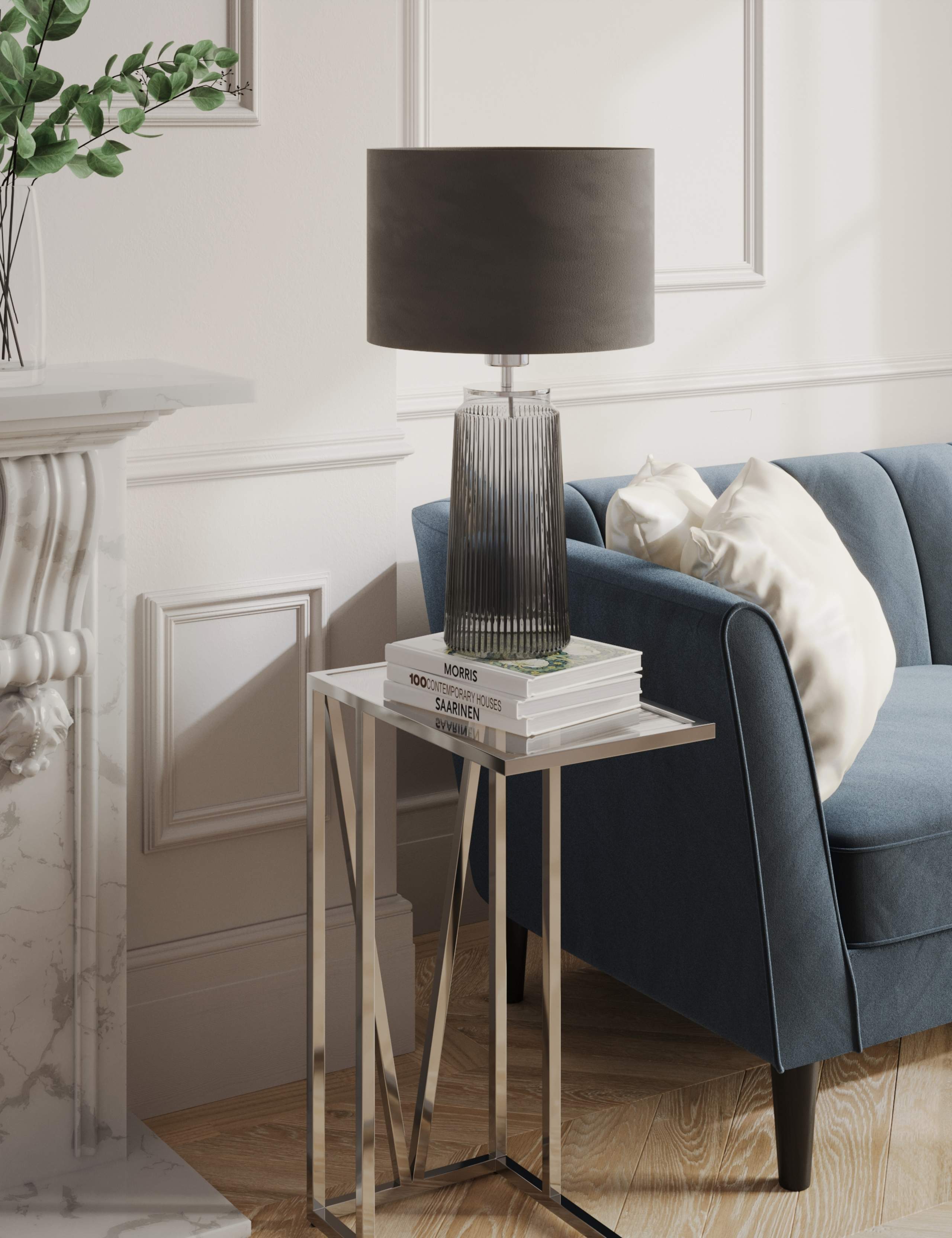 Ridged Glass Table Lamp Base 4 of 6
