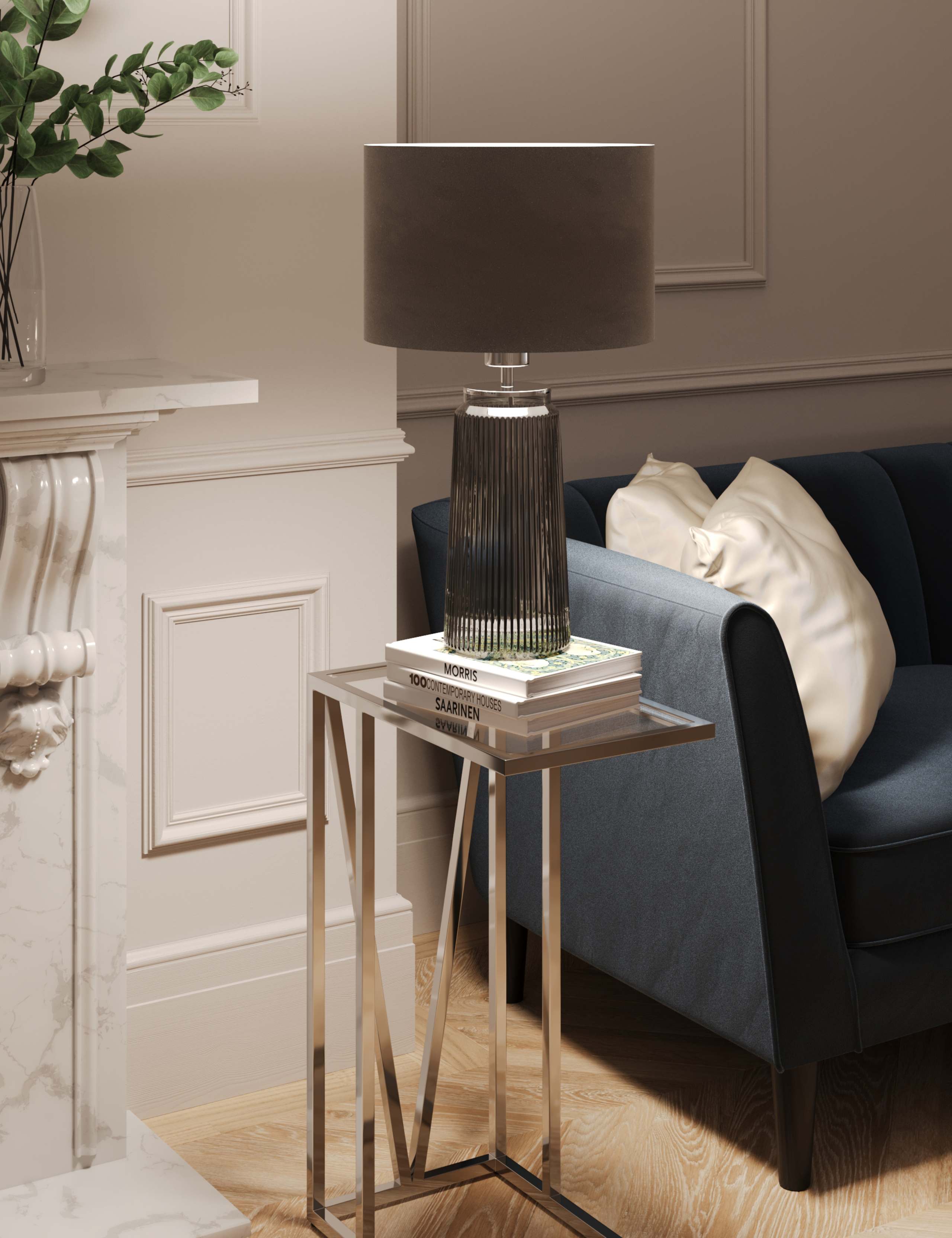 Ridged Glass Table Lamp Base 2 of 6