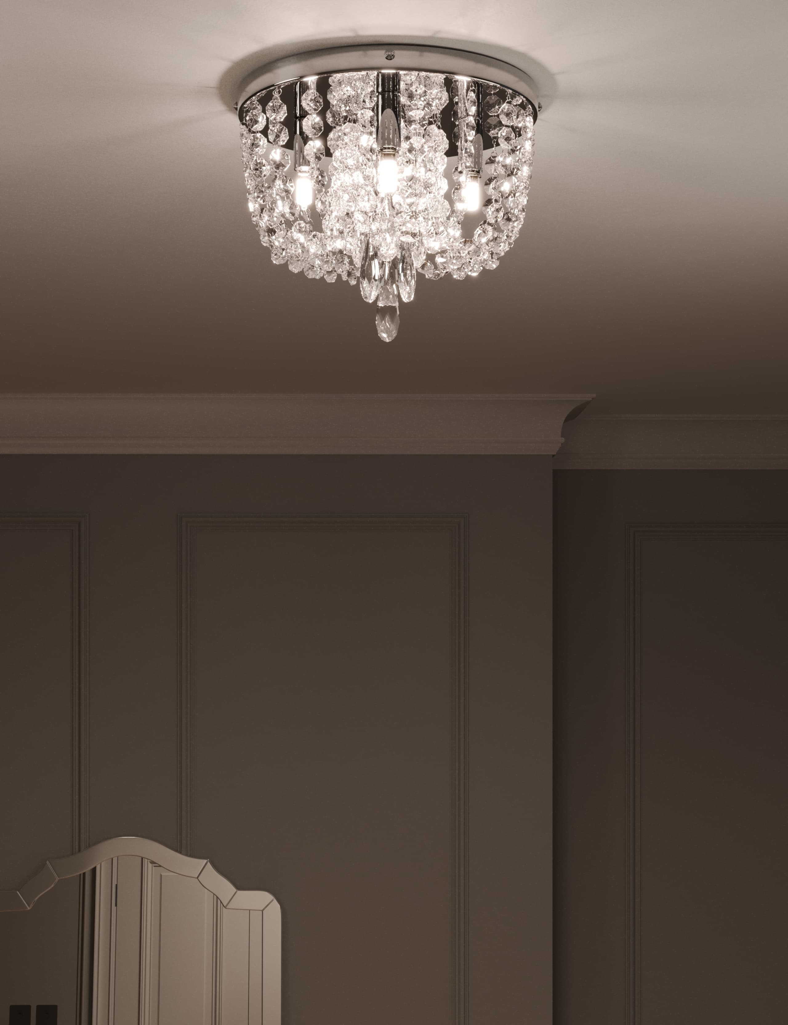 Beaded Baguette Flush Ceiling Light 2 of 6