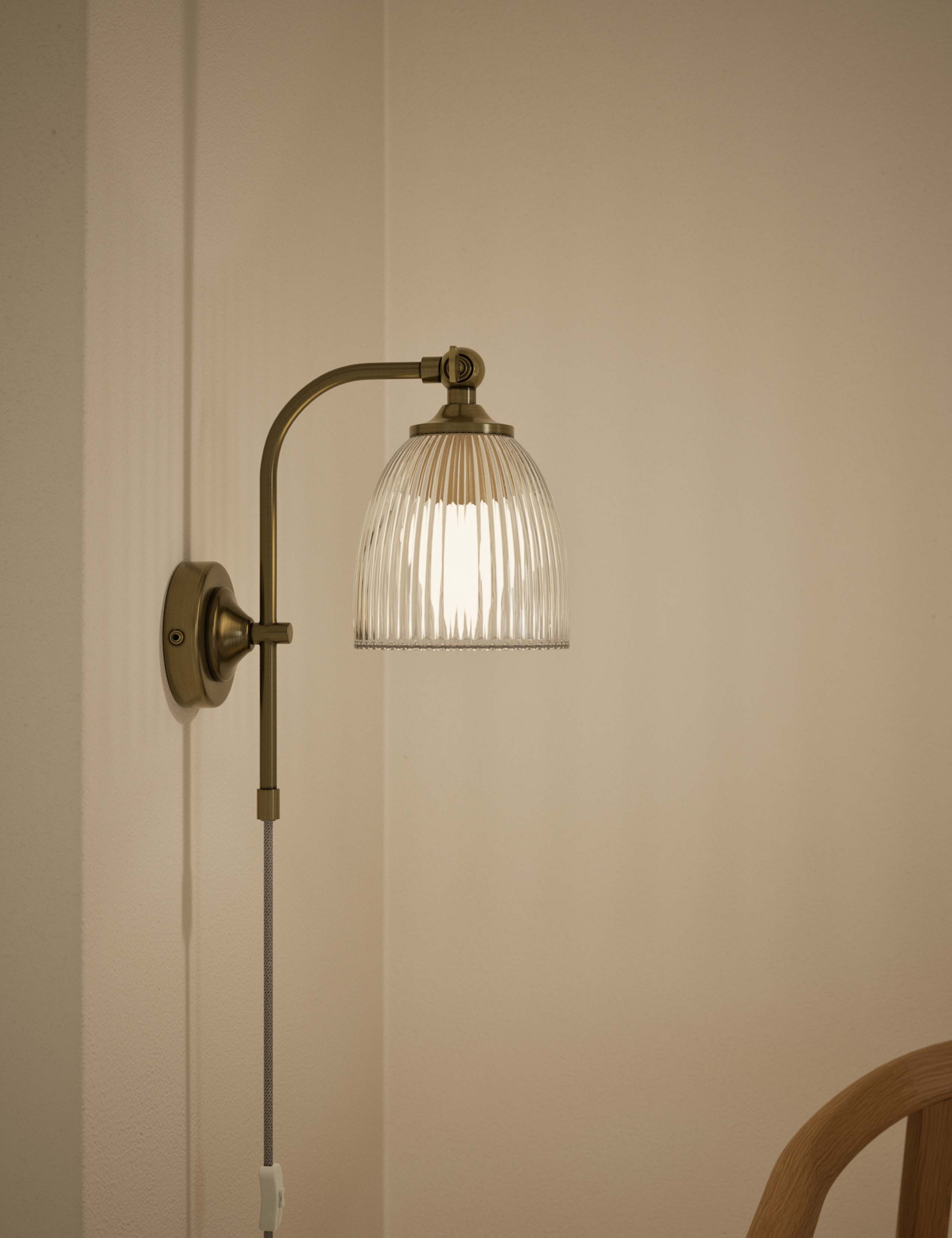 Ribbed Plug In Wall Light 2 of 5