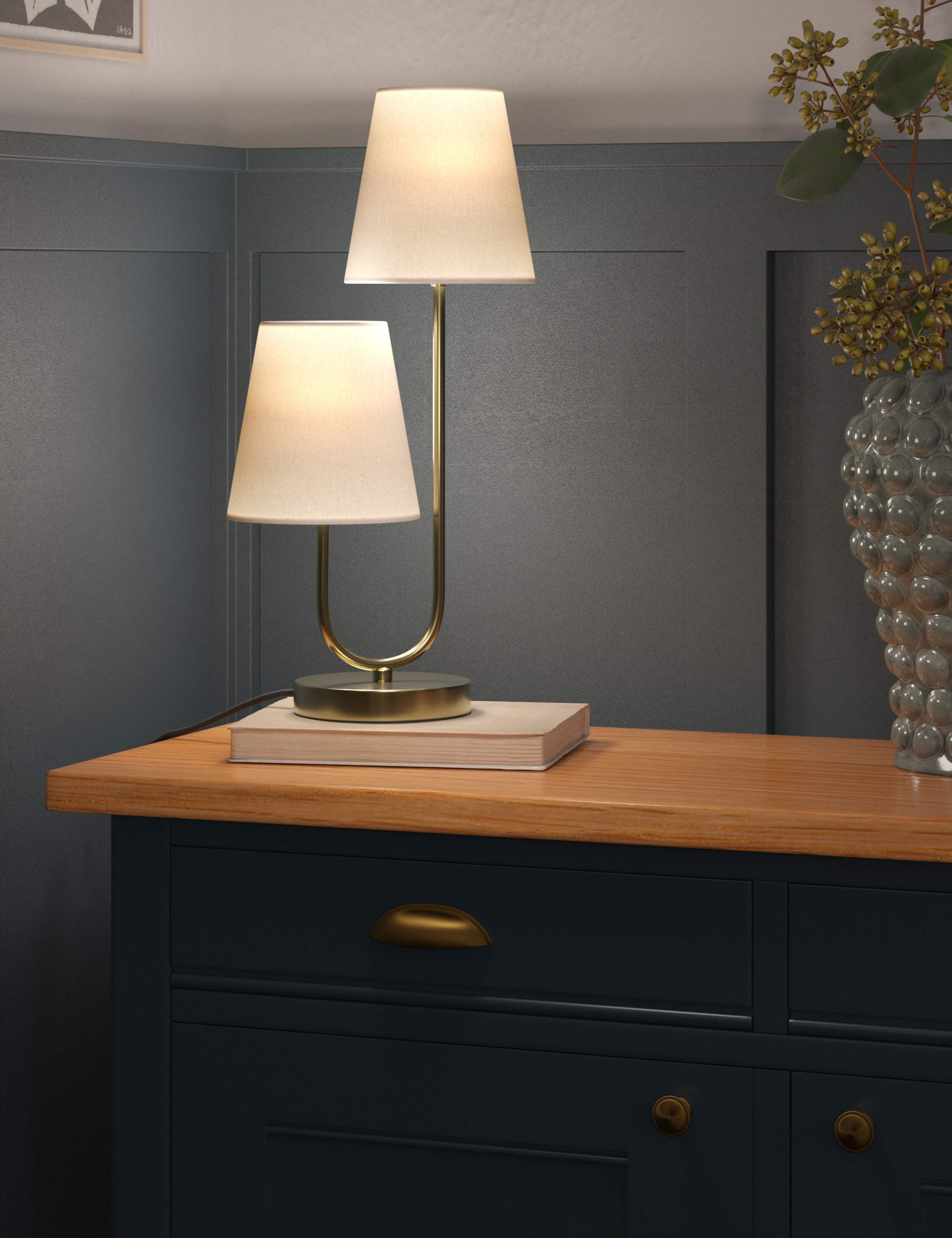 2 Shade Metal Table Lamp 2 of 6