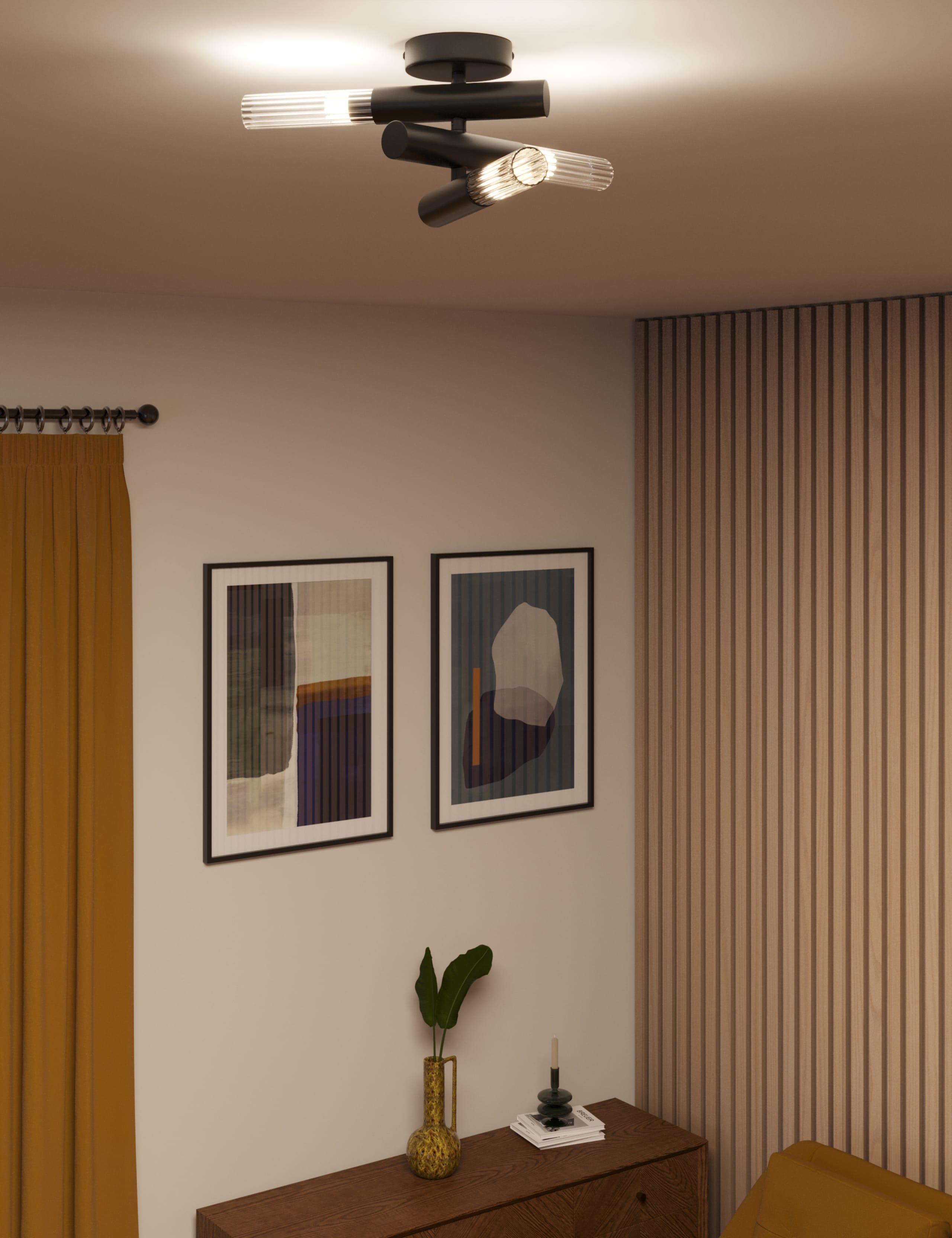 Ribbed Flush Ceiling Light 2 of 7