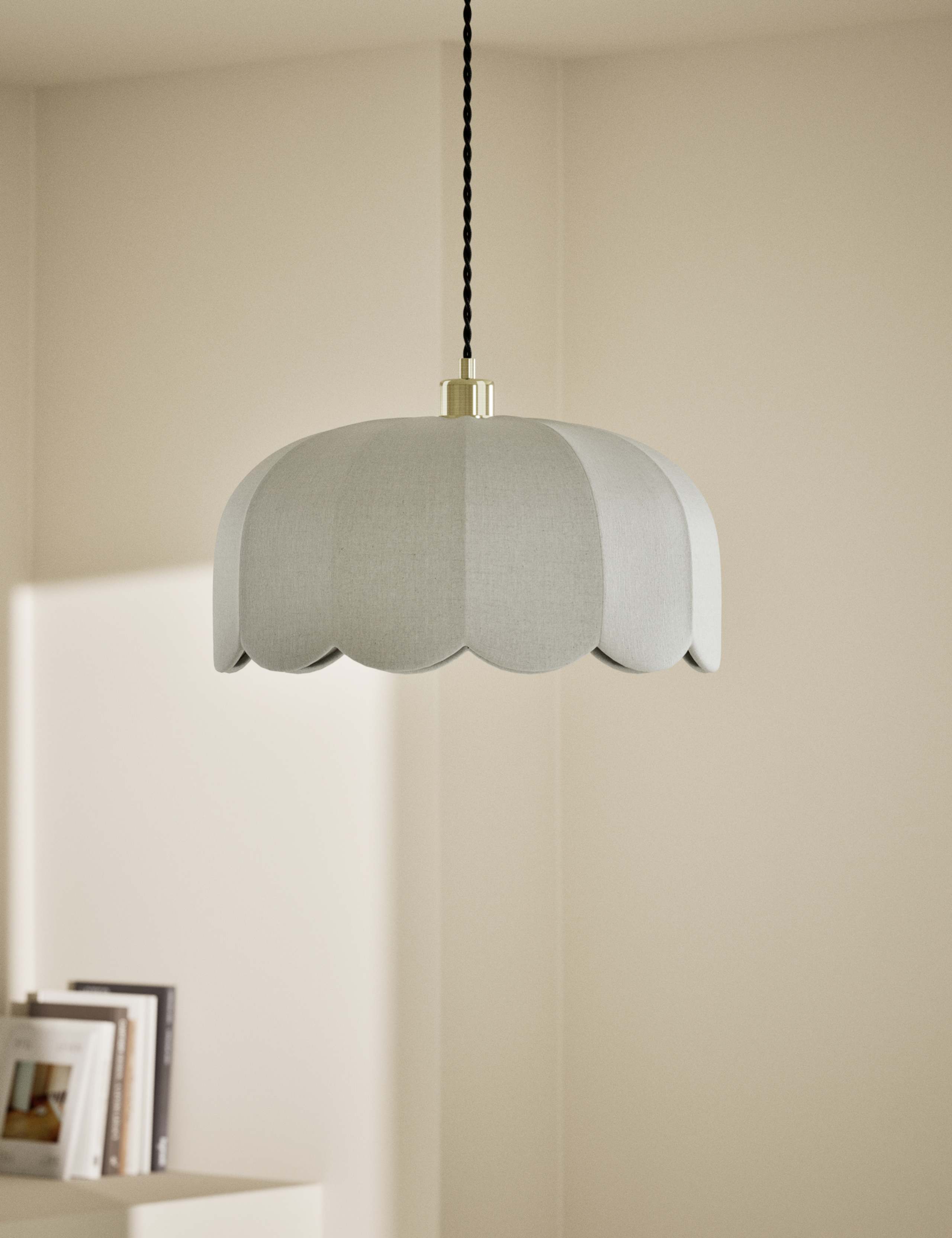 Skeletal Petal Fabric Scallop Pendant Light 1 of 5