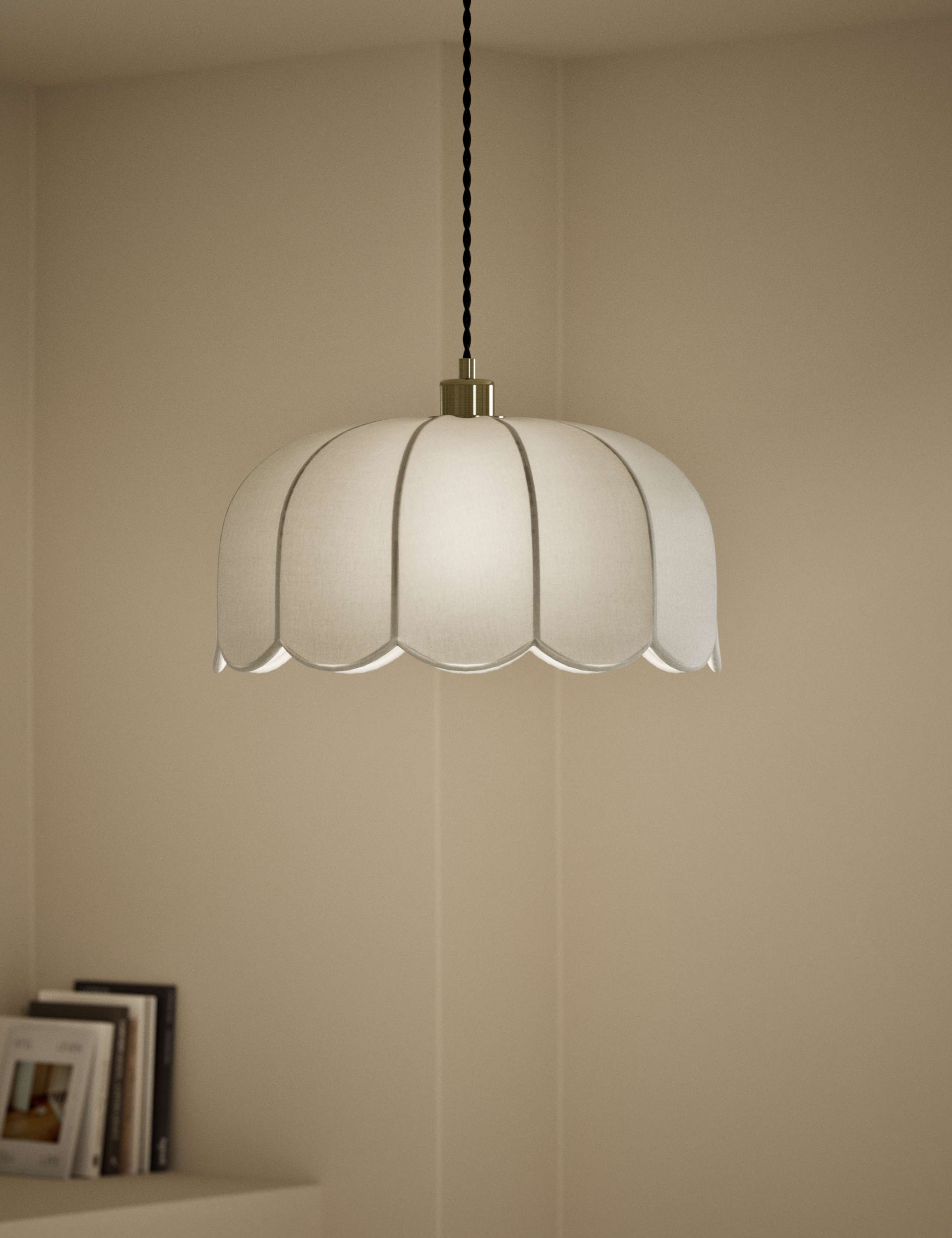 Skeletal Petal Fabric Scallop Pendant Light 2 of 5