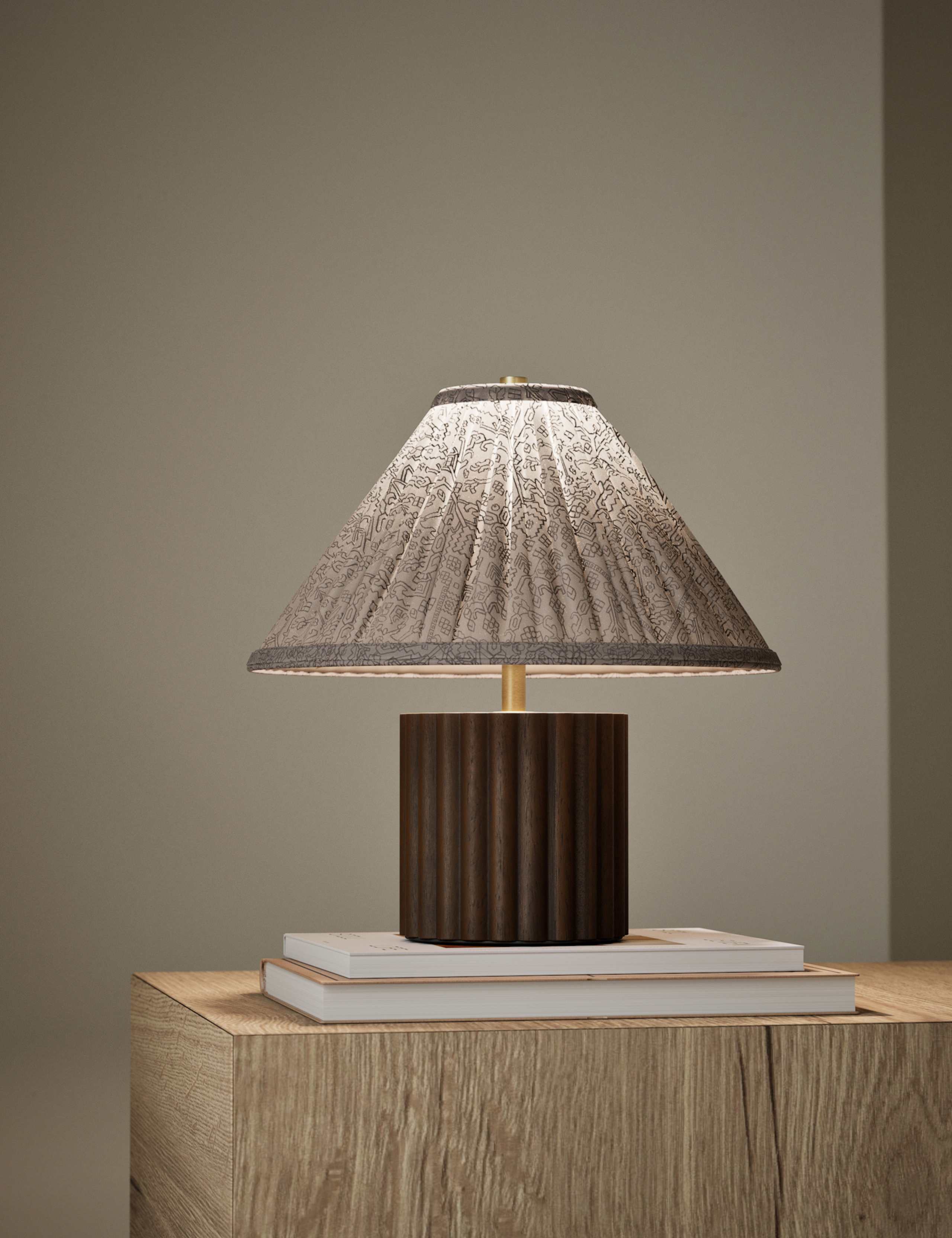 Wood Ribbed Round Table Lamp 2 of 6