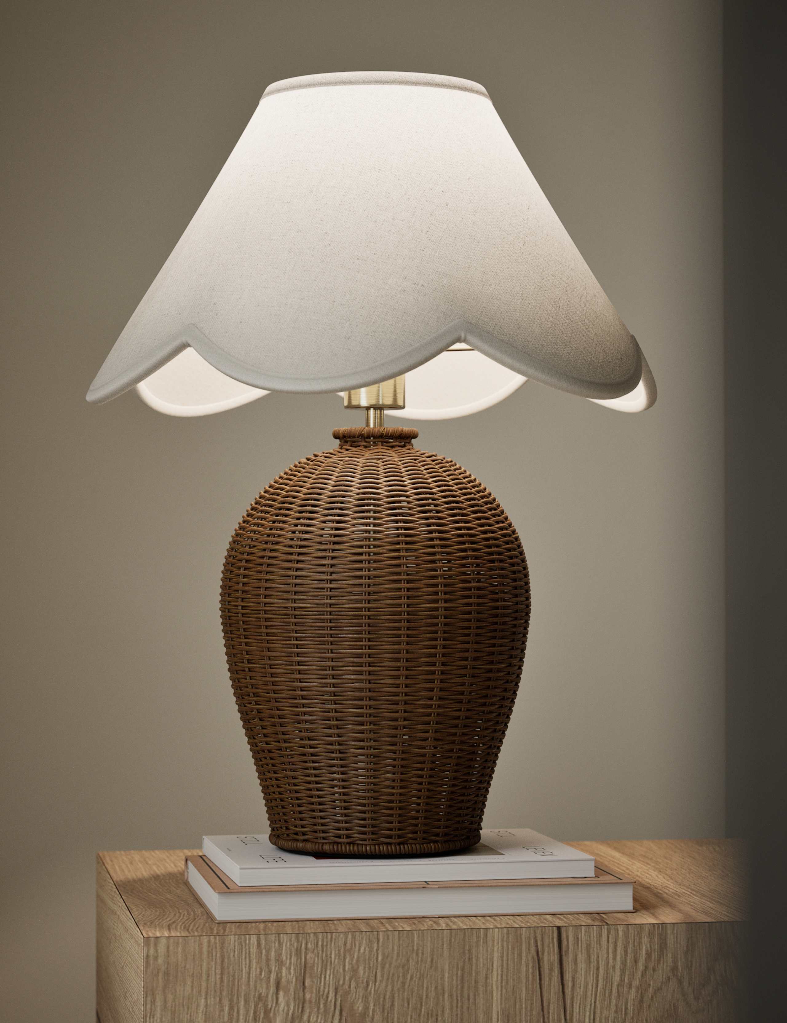 Wicker Scallop Shade Table Lamp 2 of 6