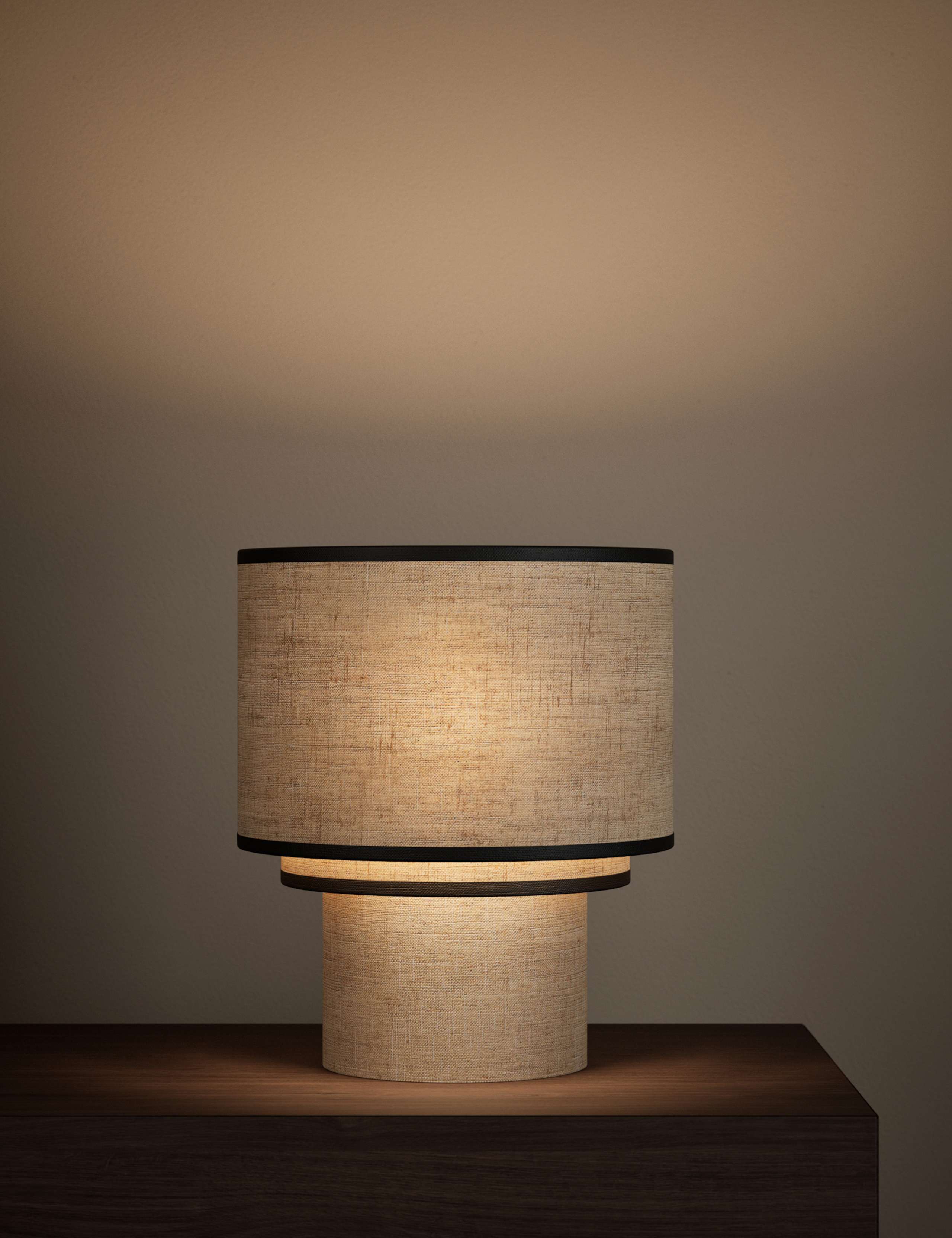 Layer Drum Table Lamp with Contrast Trim 2 of 6