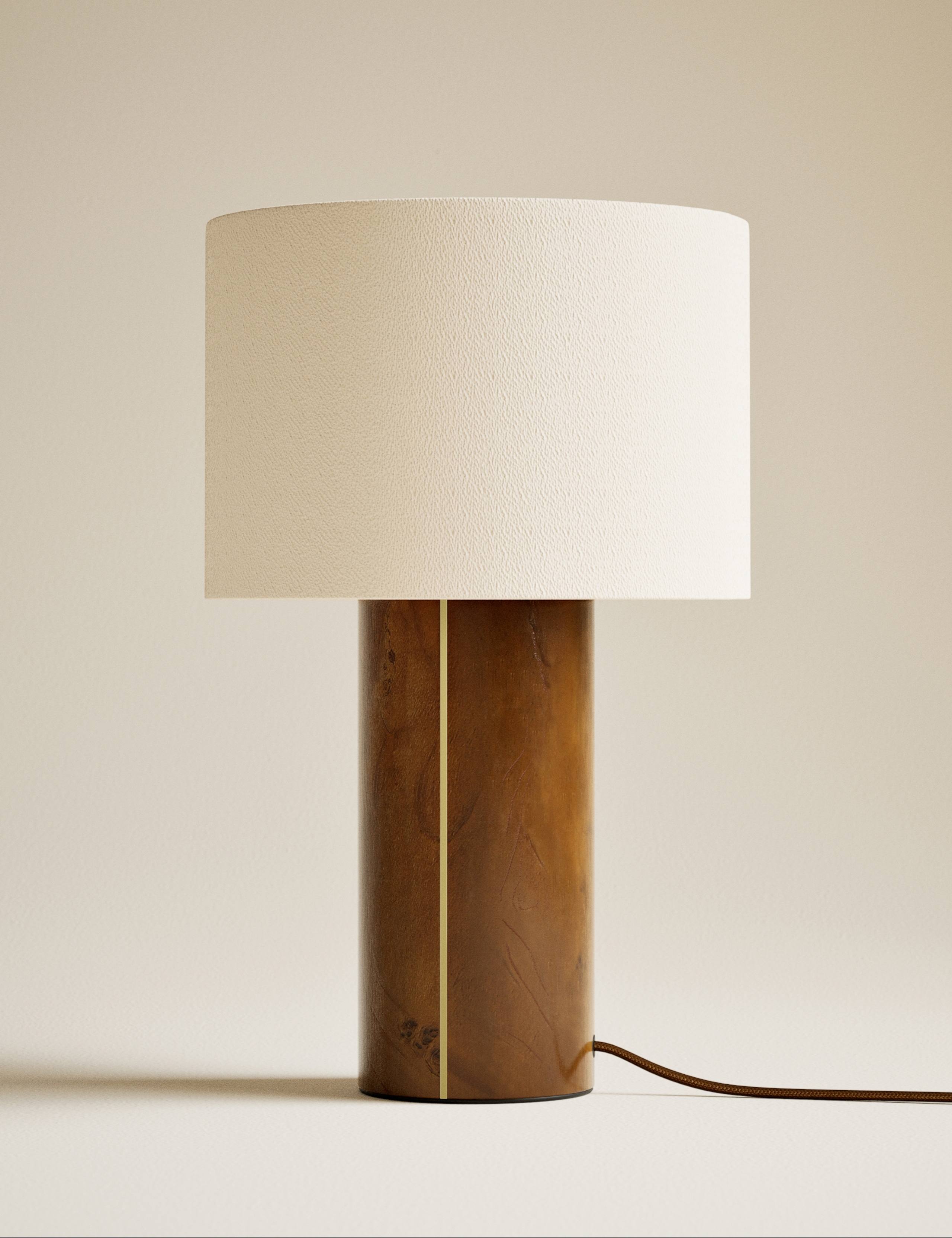 Burl Brass Inlay Table Lamp 3 of 5