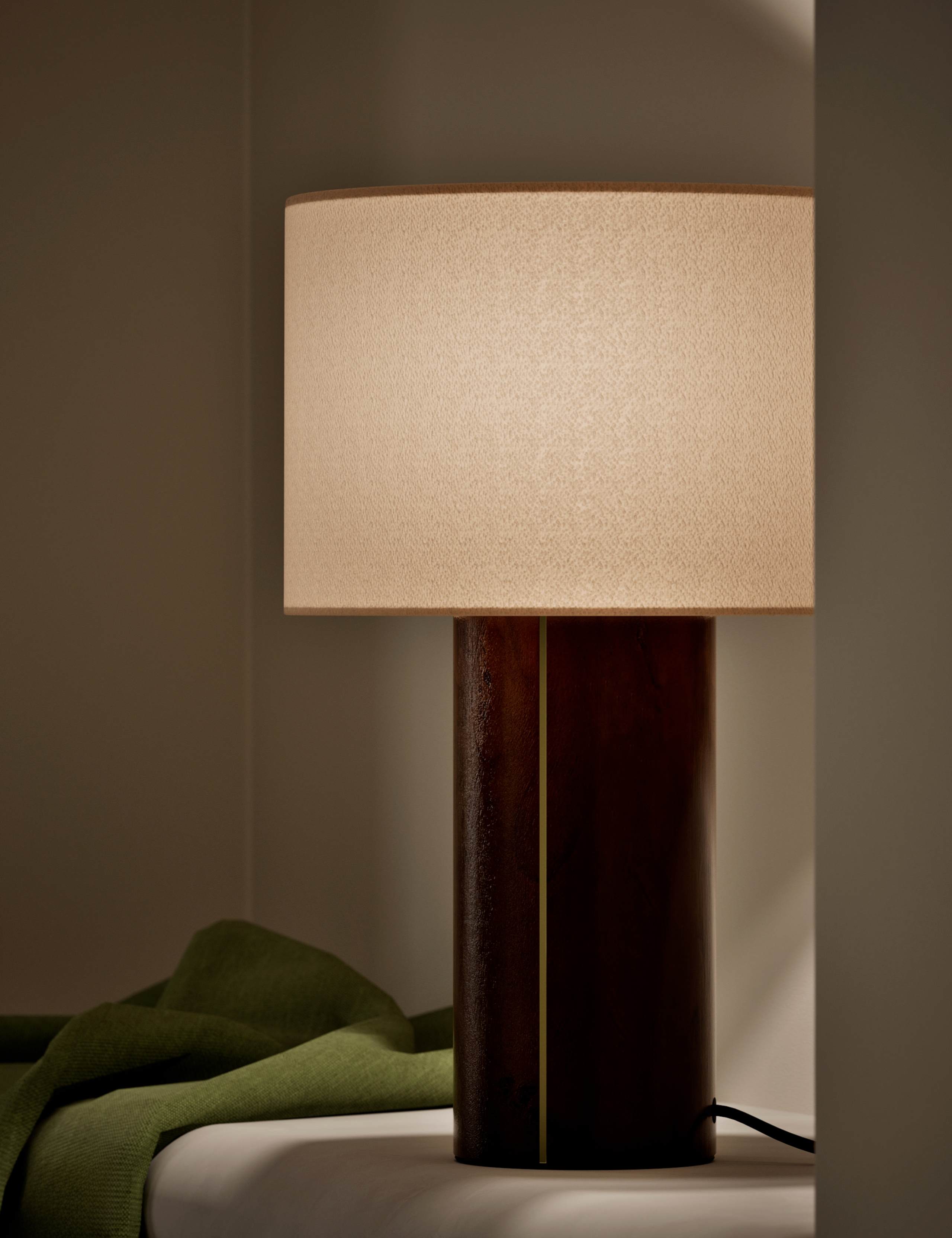 Burl Brass Inlay Table Lamp 2 of 5