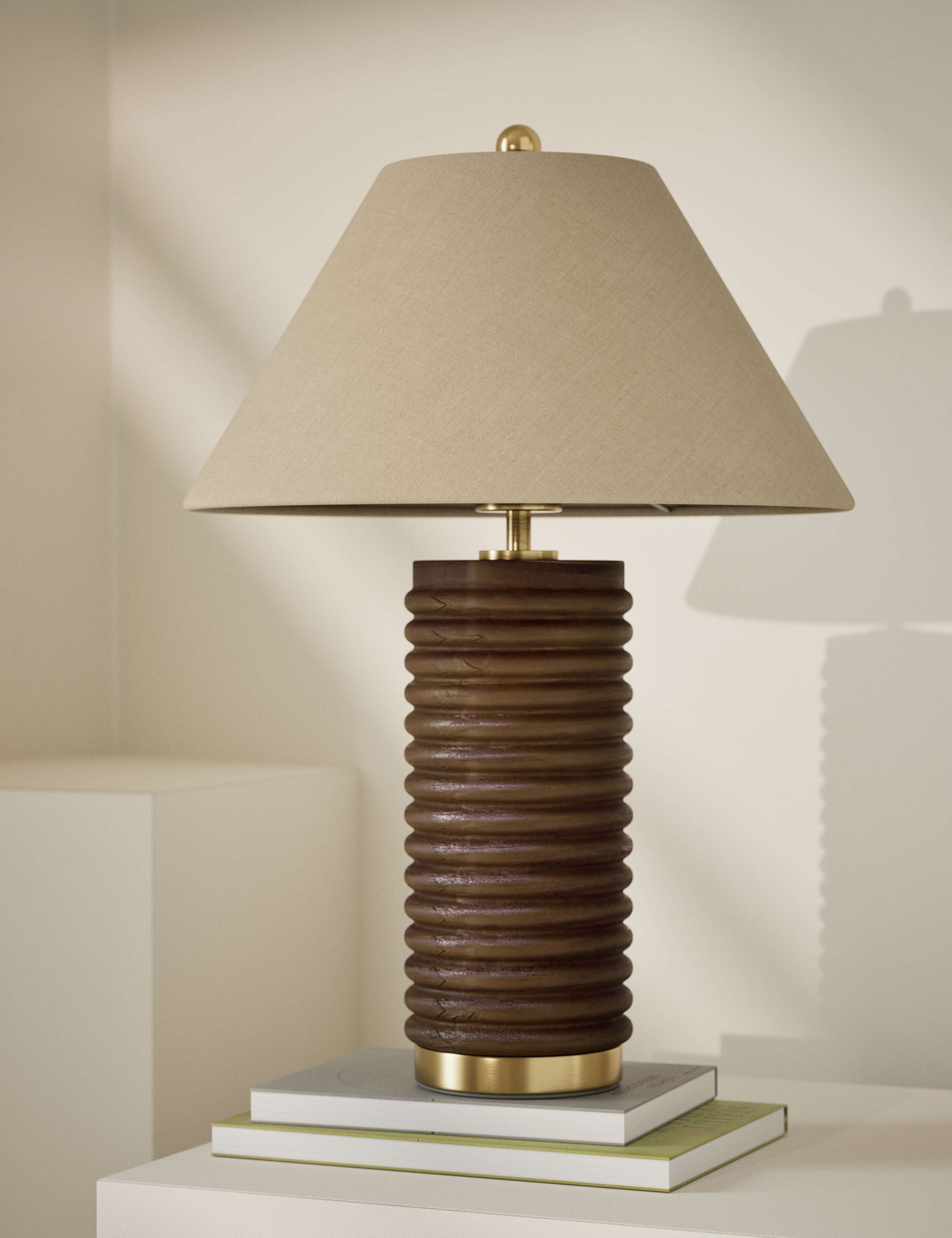 Wooden Ribbed Table Lamp 1 of 6