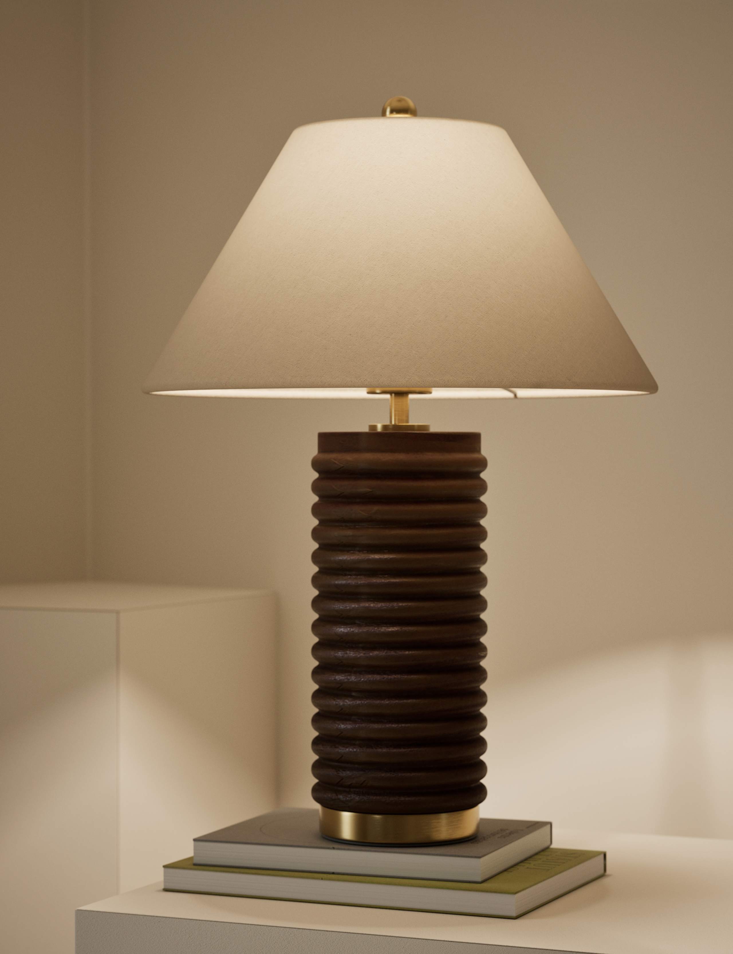 Wooden Ribbed Table Lamp 2 of 6