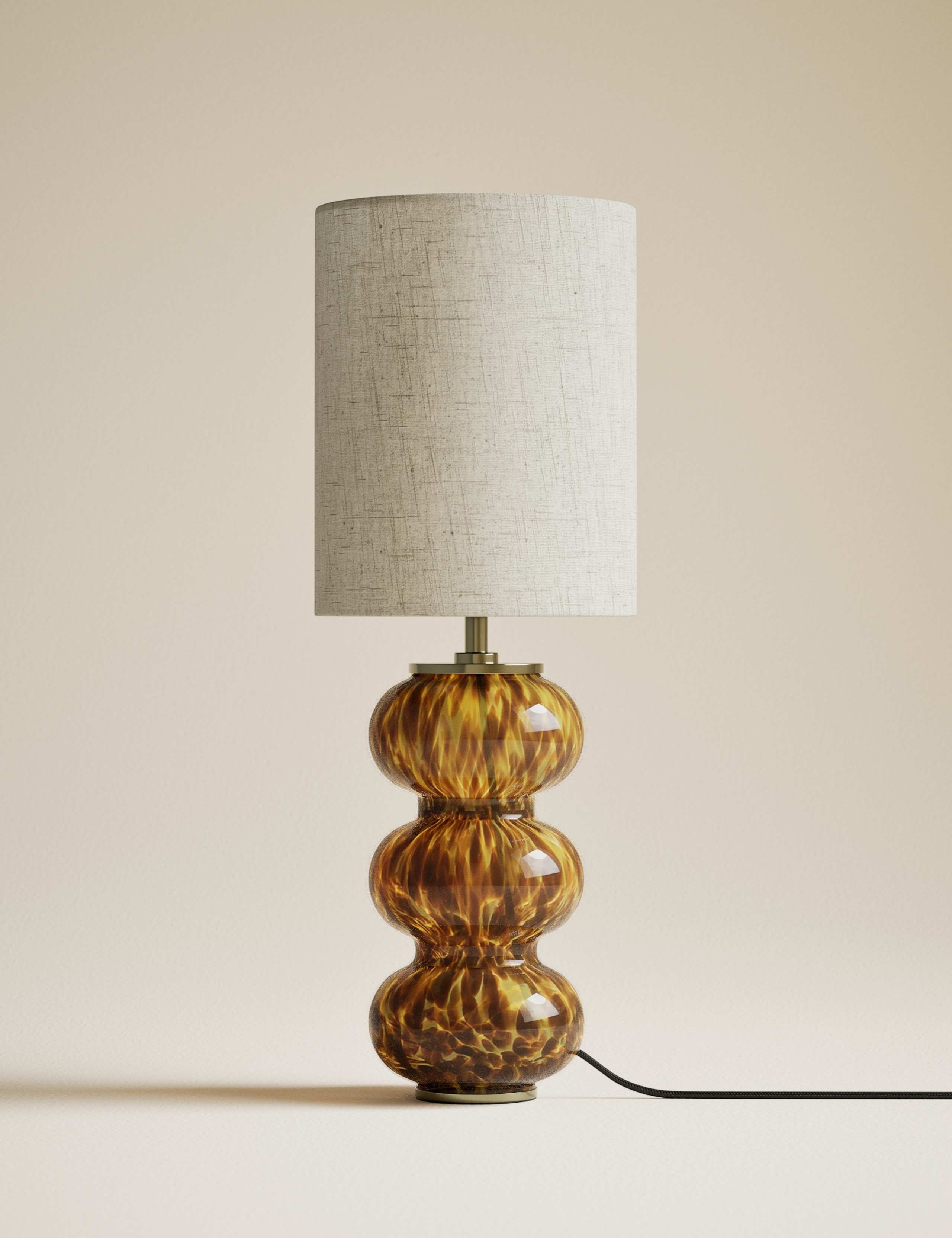 Tortoise Shell Glass Twist Base Table Lamp 3 of 5