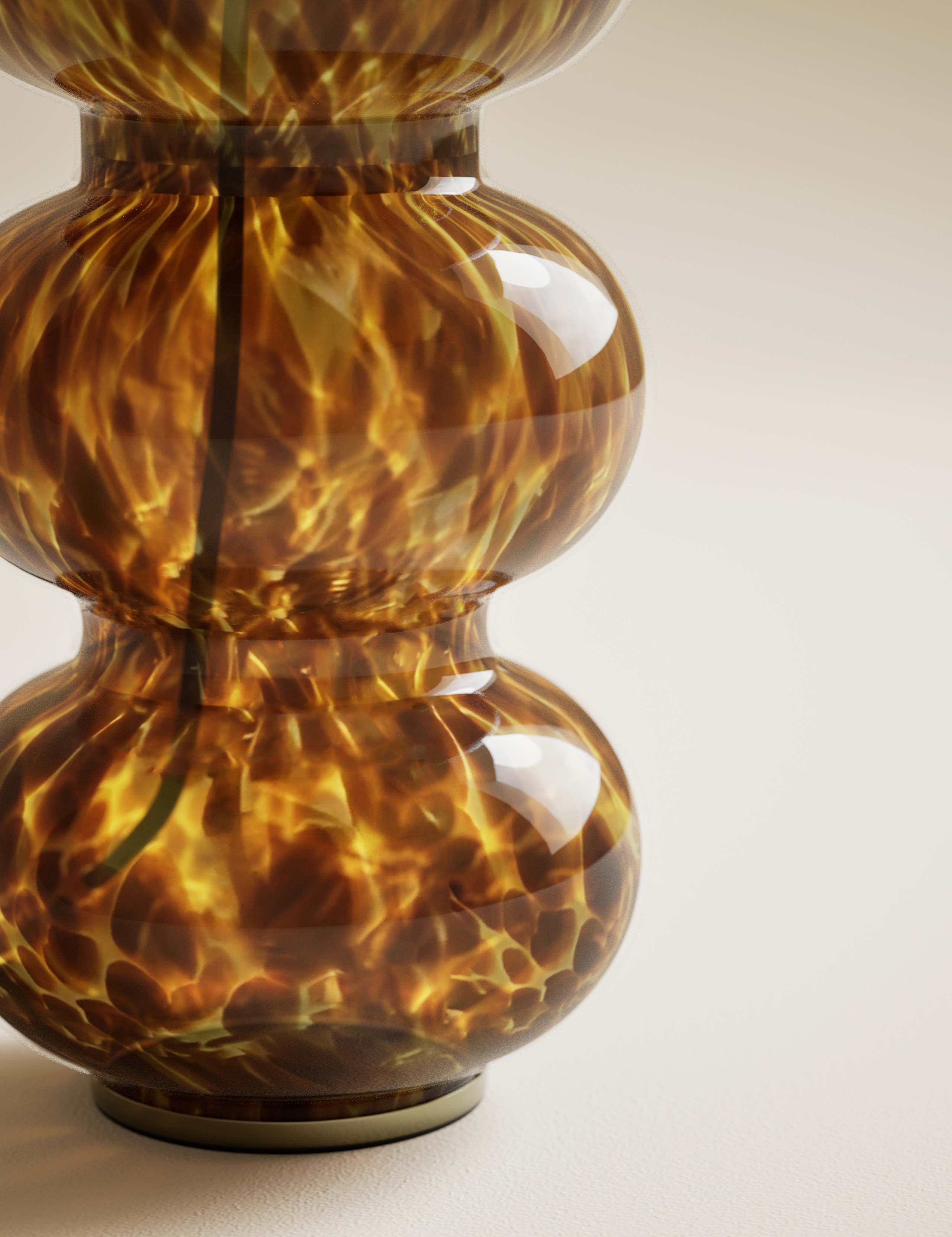 Tortoise Shell Glass Twist Base Table Lamp 4 of 5