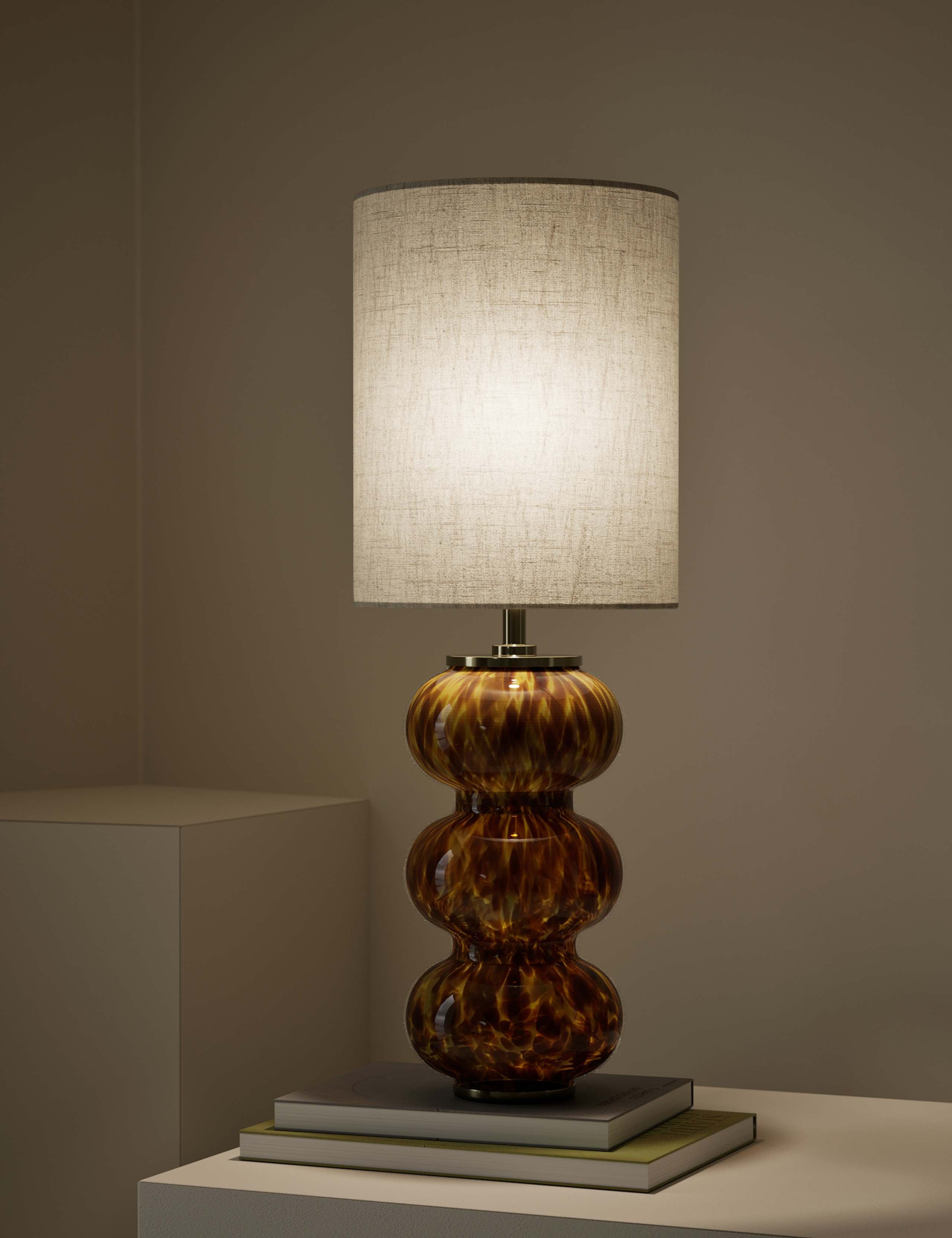 Tortoise Shell Glass Twist Base Table Lamp 2 of 5