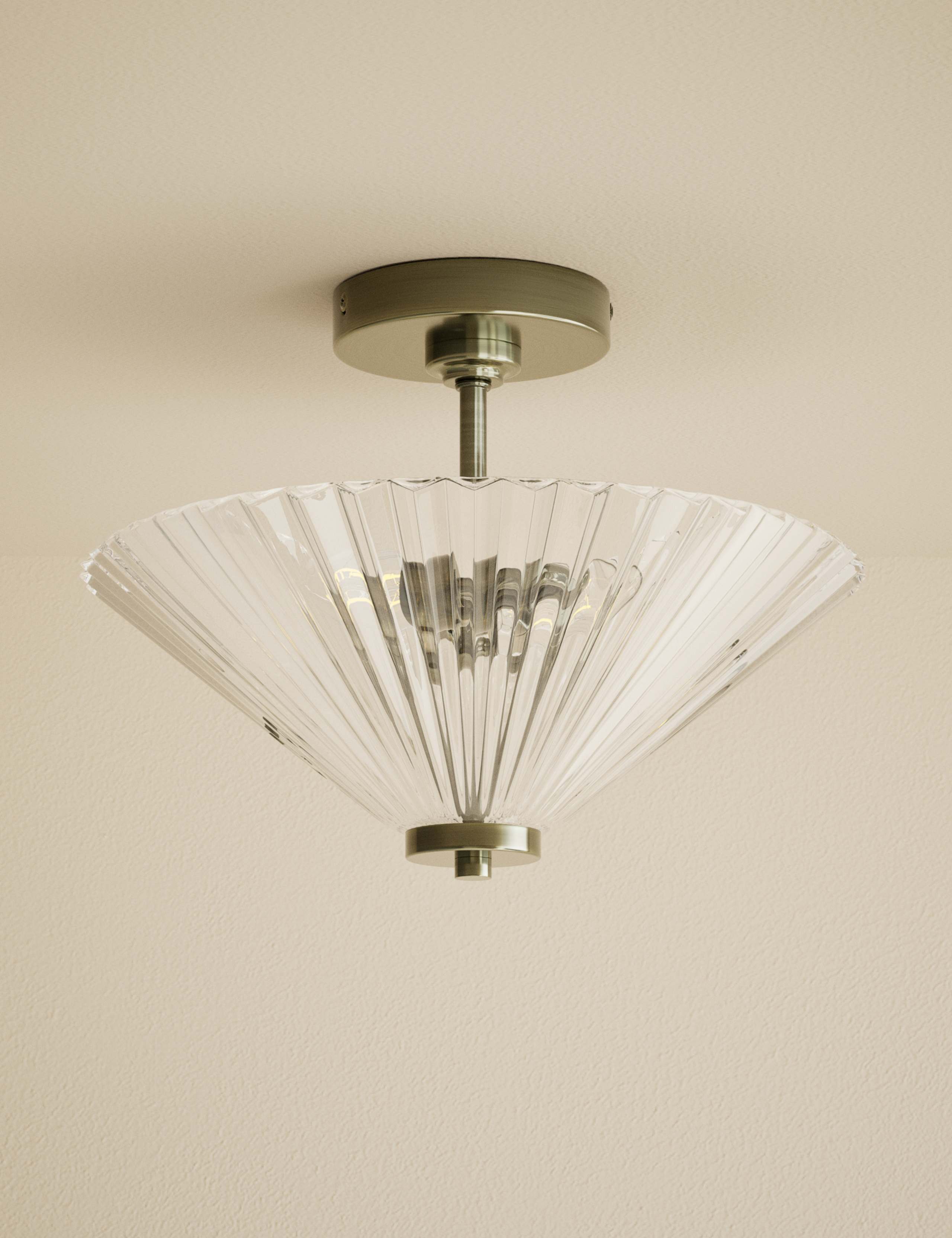 Glass Ribbed Flush Ceiling Light 3 of 5